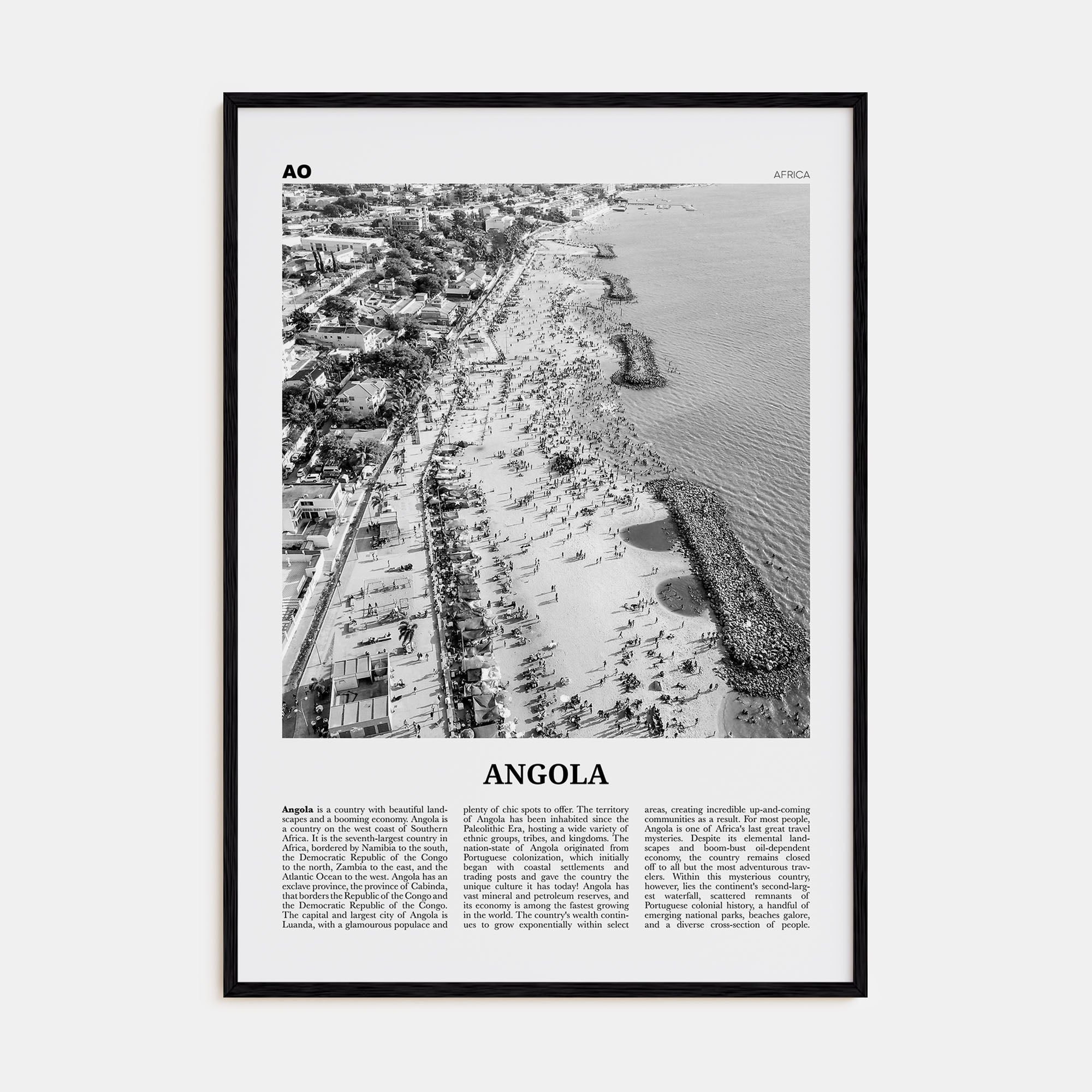 Angola Travel B&W Poster