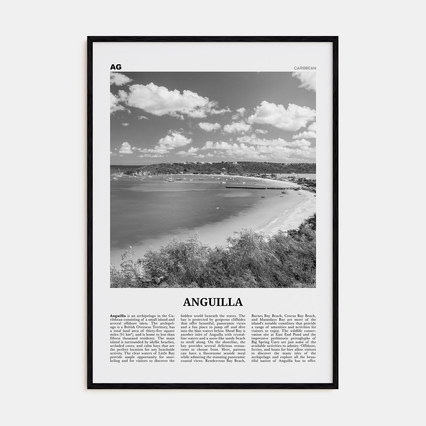 Anguilla Travel B&W Poster