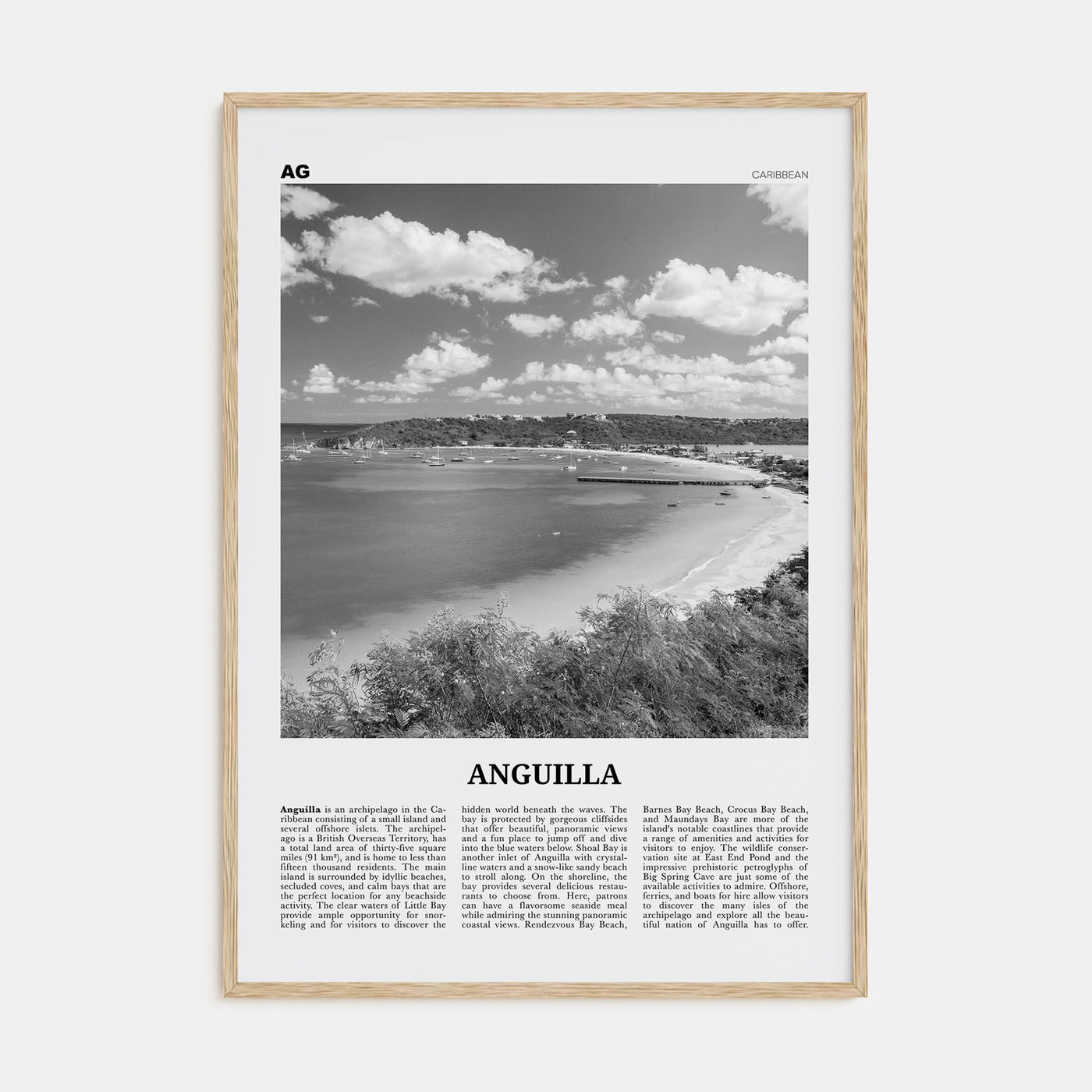 Anguilla Travel B&W Poster