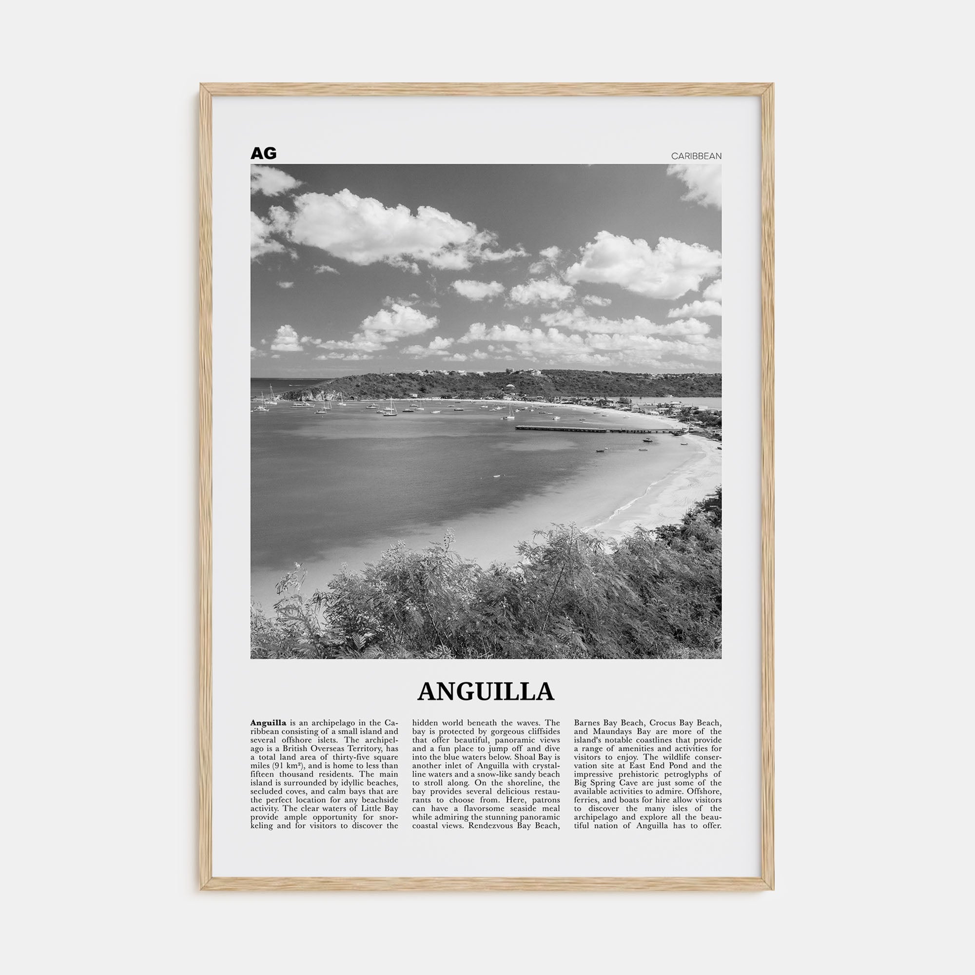 Anguilla Travel B&W Poster