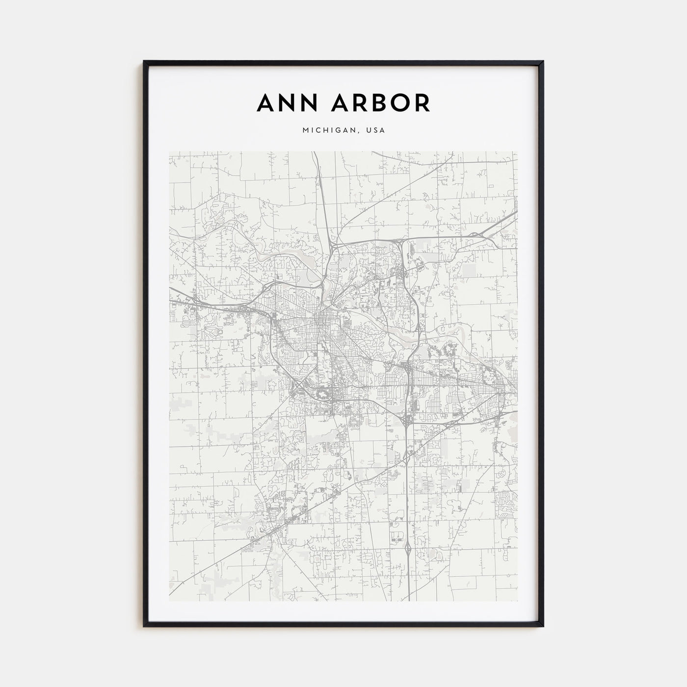 Ann Arbor Map Portrait Poster