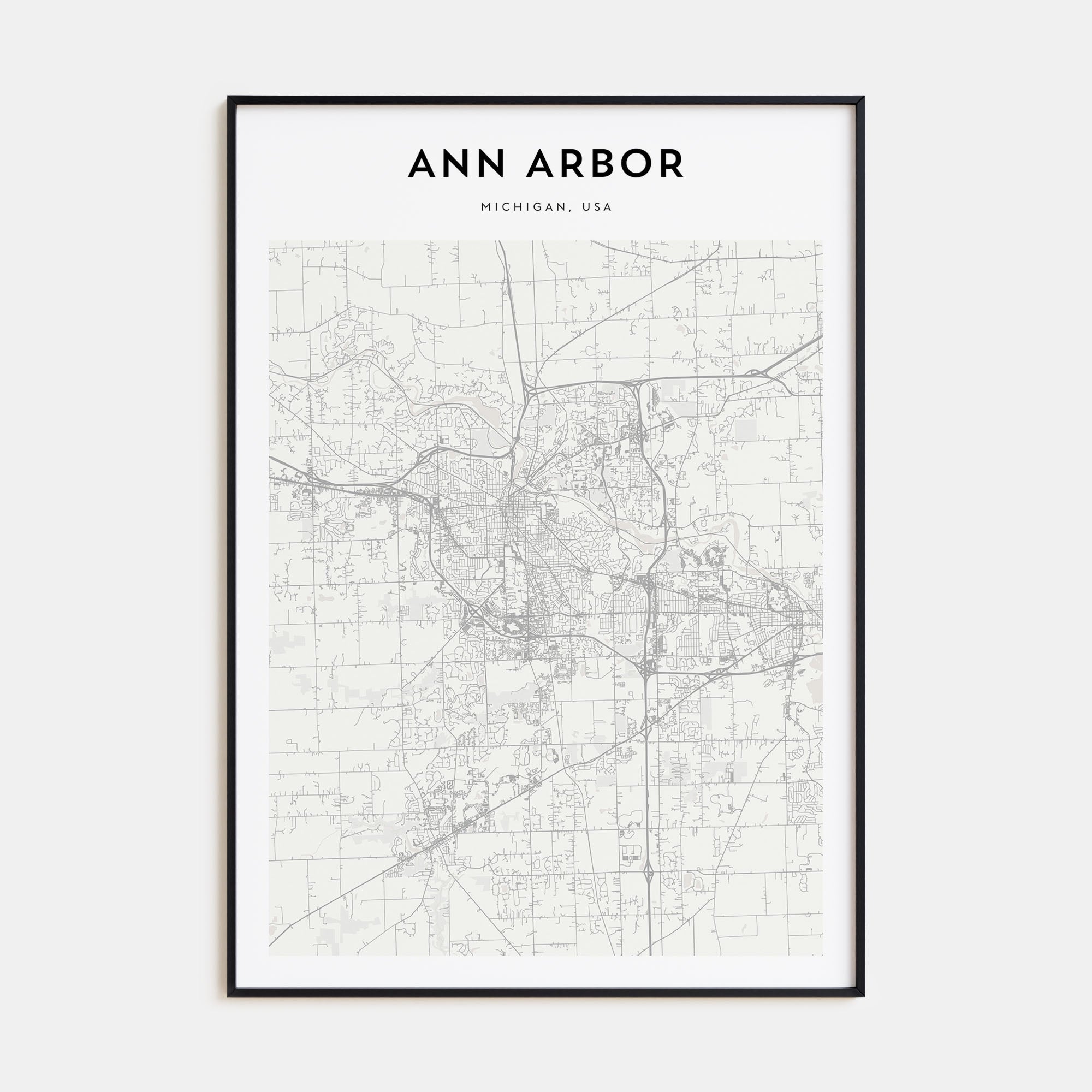 Ann Arbor Map Portrait Poster