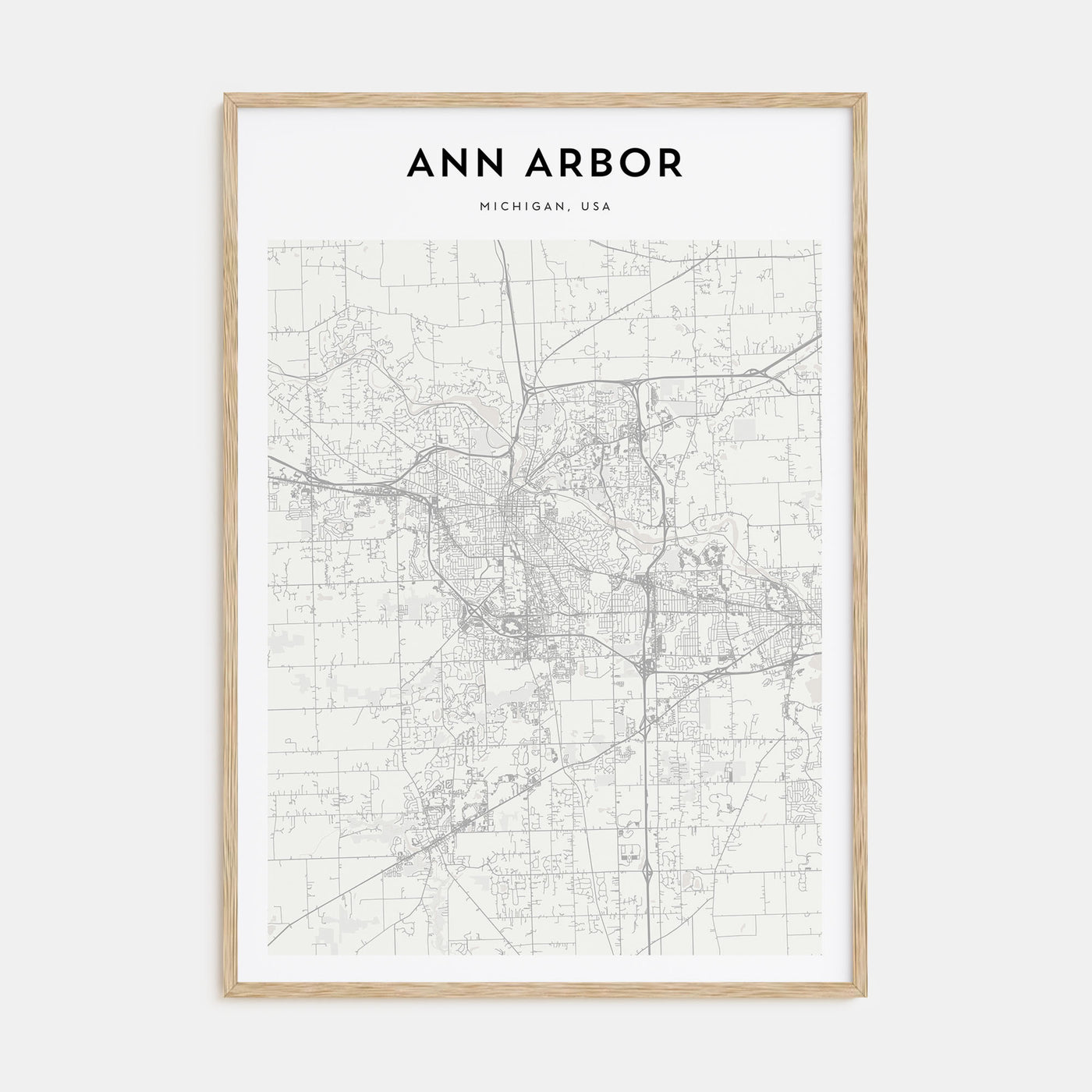 Ann Arbor Map Portrait Poster
