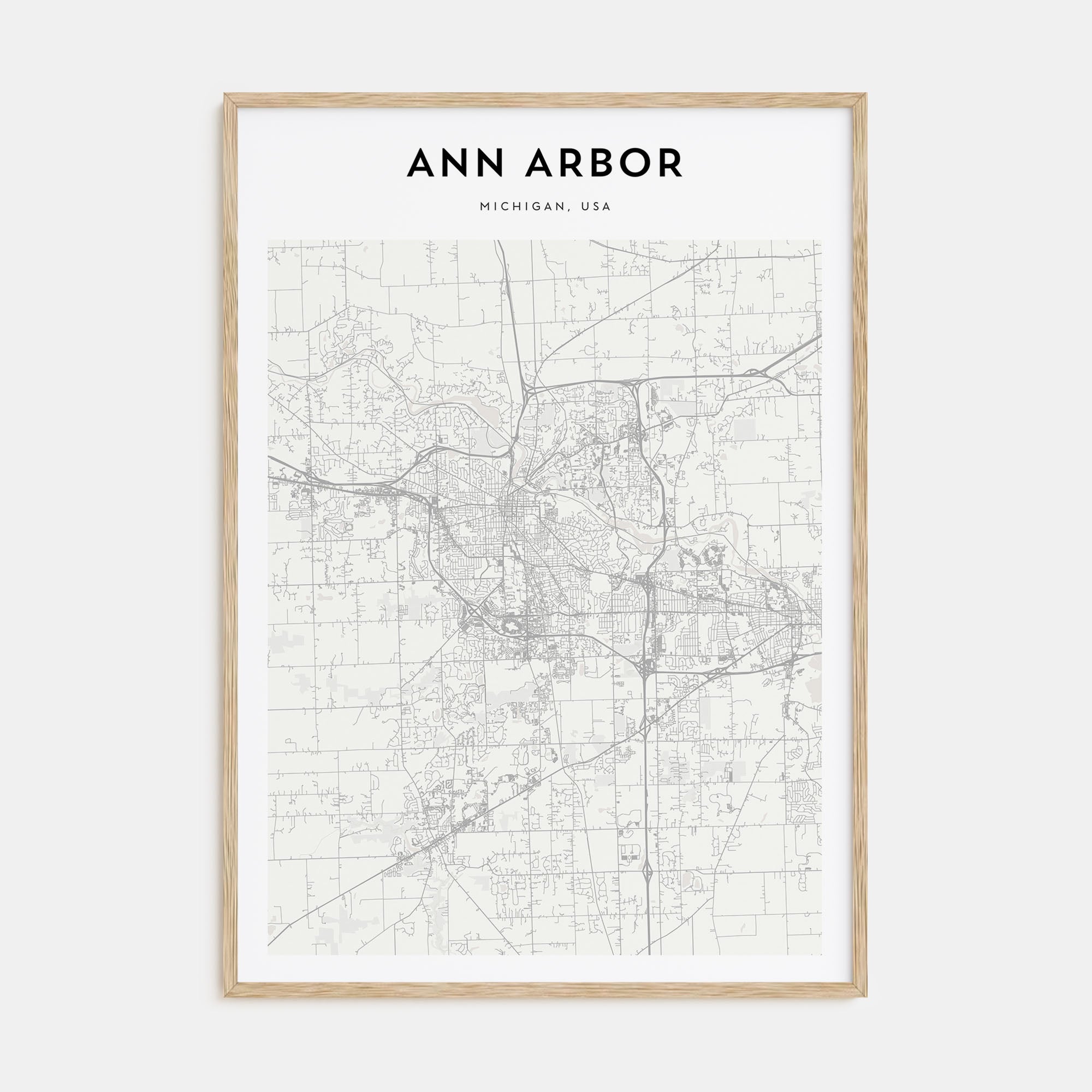 Ann Arbor Map Portrait Poster