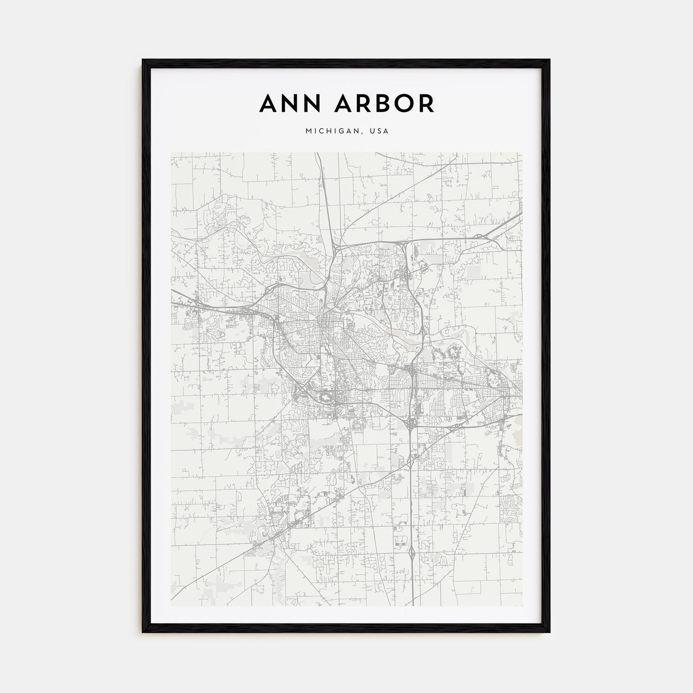 Ann Arbor Map Portrait Poster