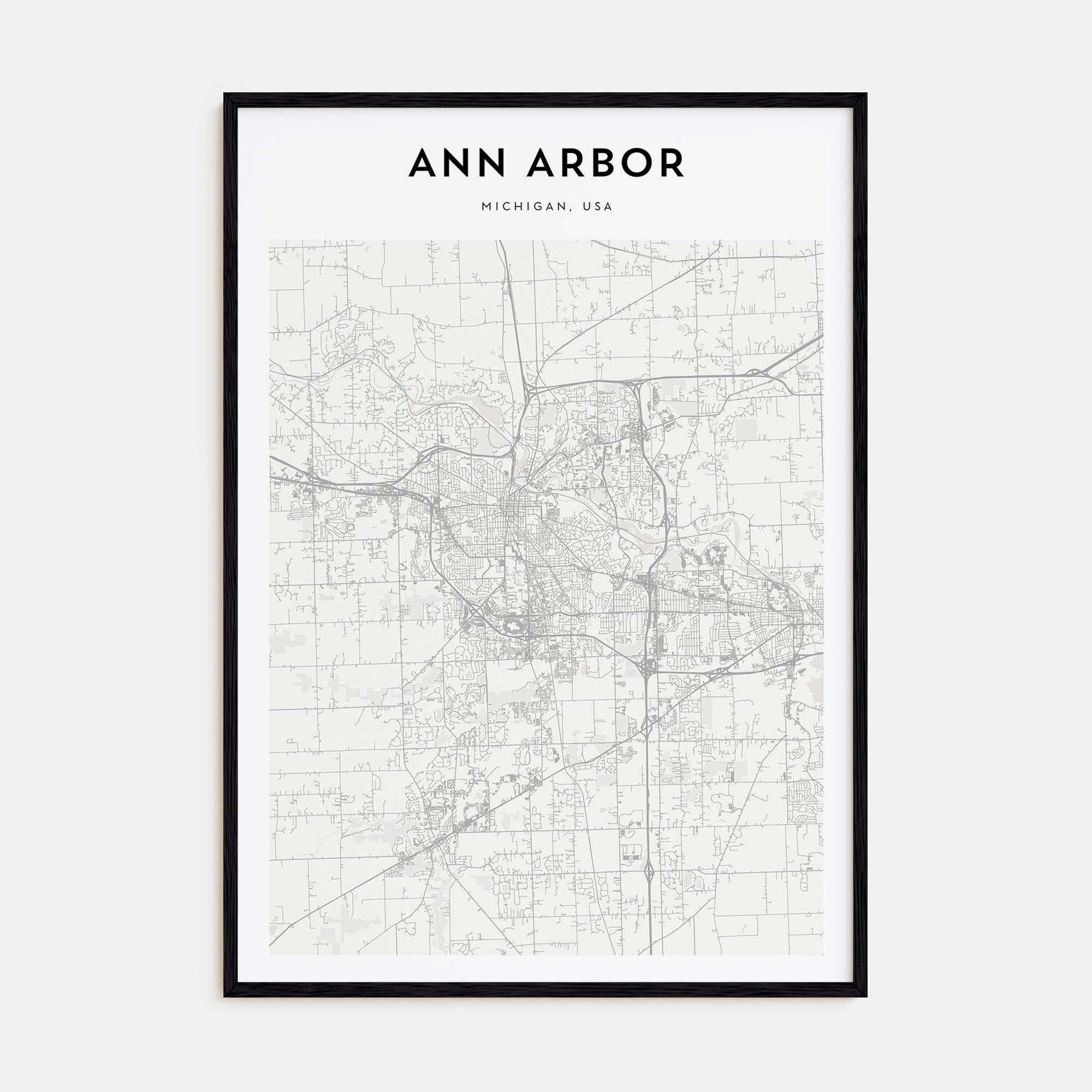 Ann Arbor Map Portrait Poster