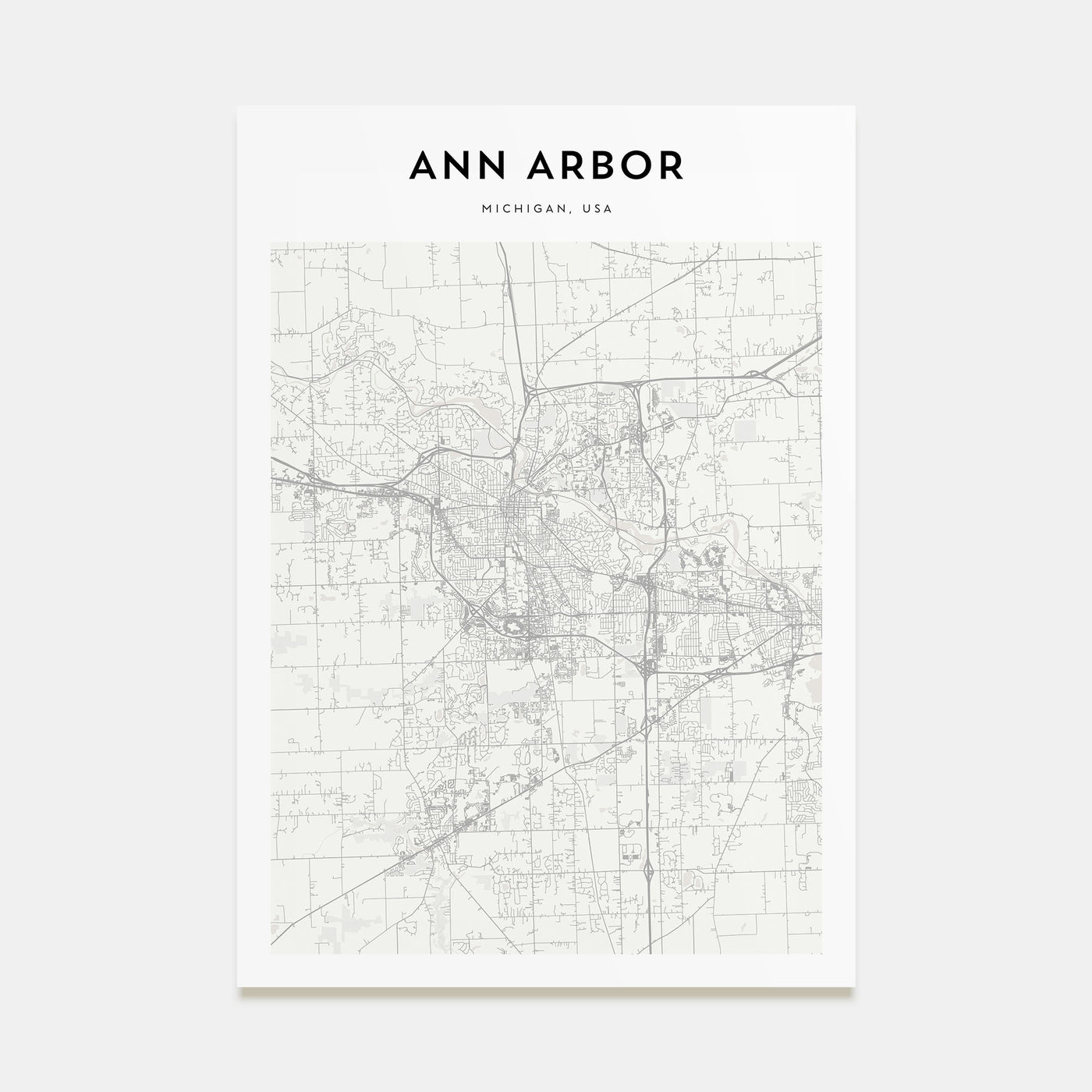 Ann Arbor Map Portrait Poster