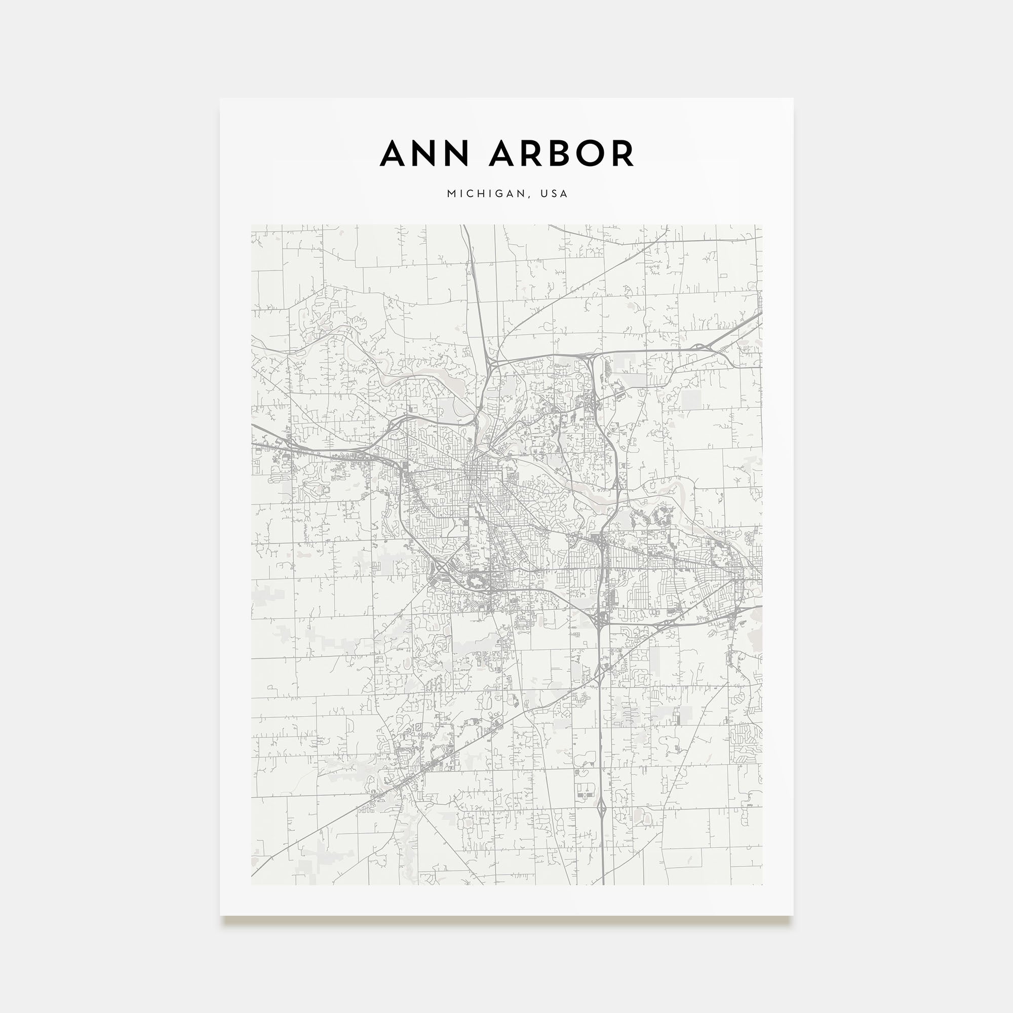 Ann Arbor Map Portrait Poster