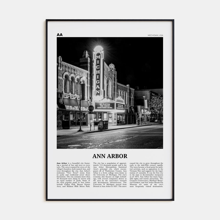 Ann Arbor Travel B&W No 1 Poster