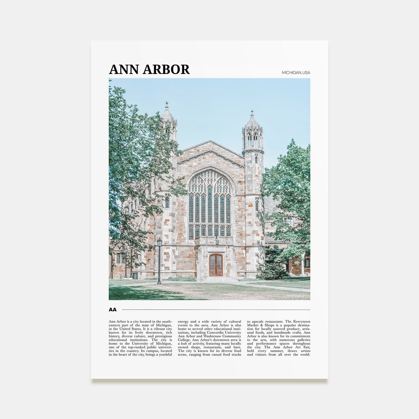 Ann Arbor Travel Color Poster