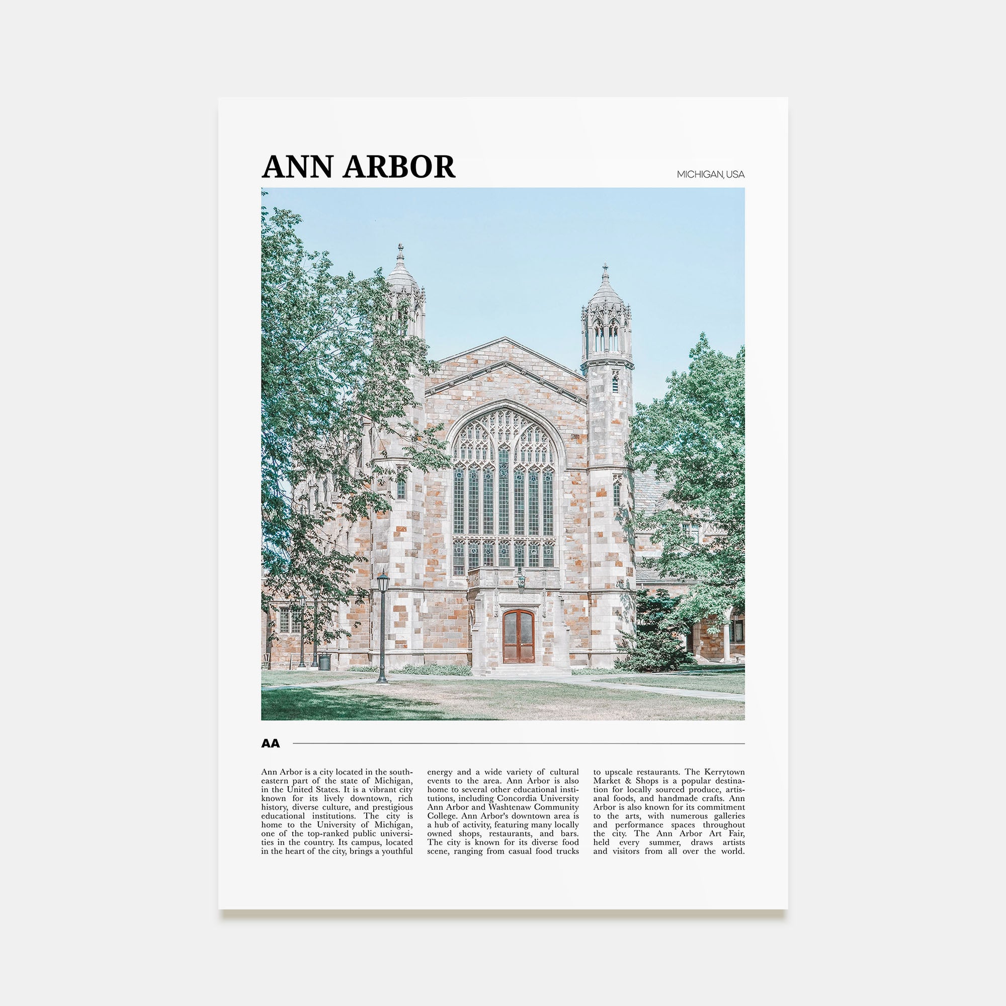 Ann Arbor Travel Color Poster