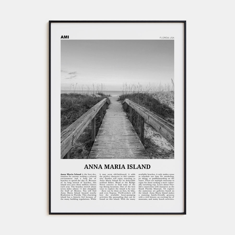Anna Maria Island Travel B&W Poster