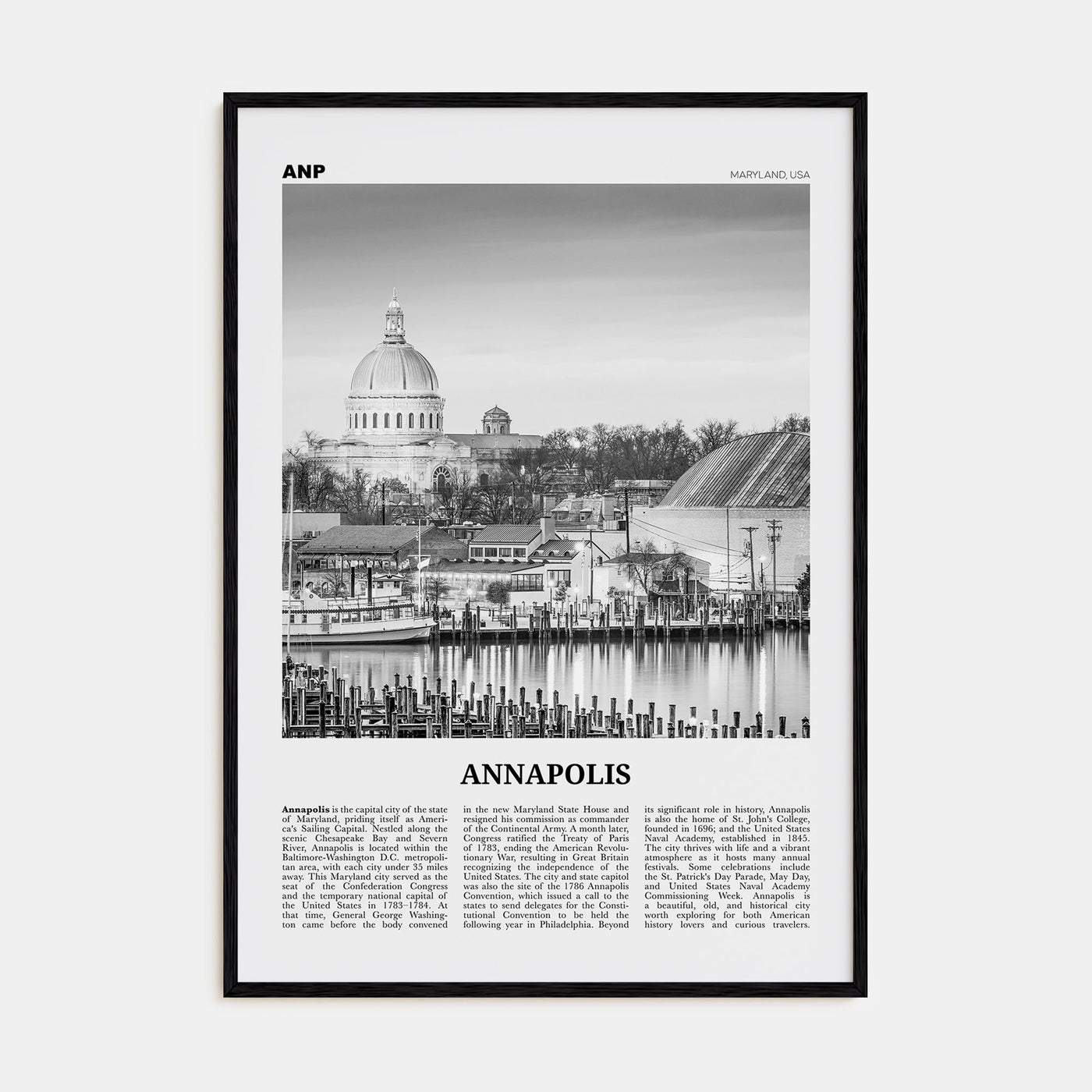 Annapolis Travel B&W No 2 Poster
