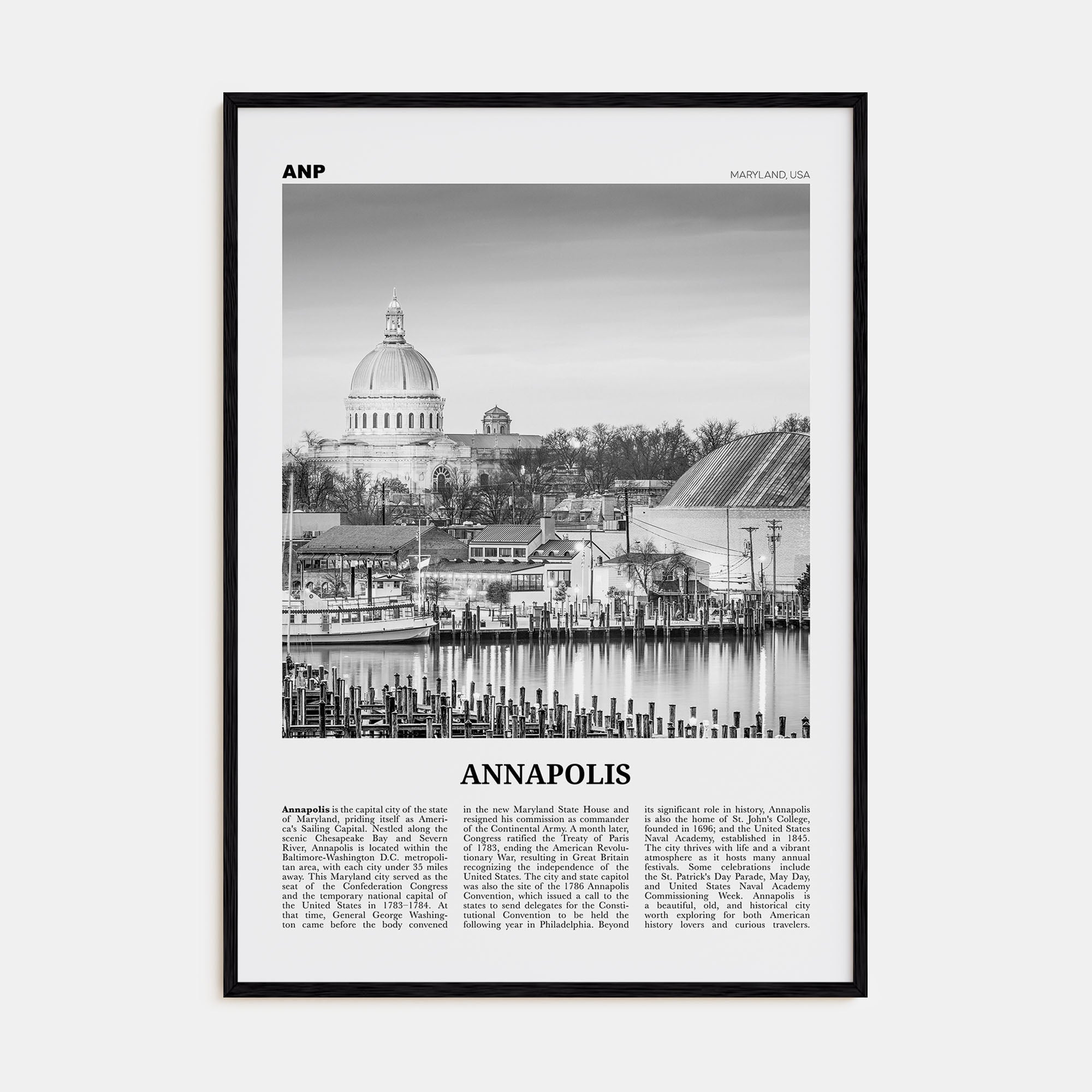 Annapolis Travel B&W No 2 Poster