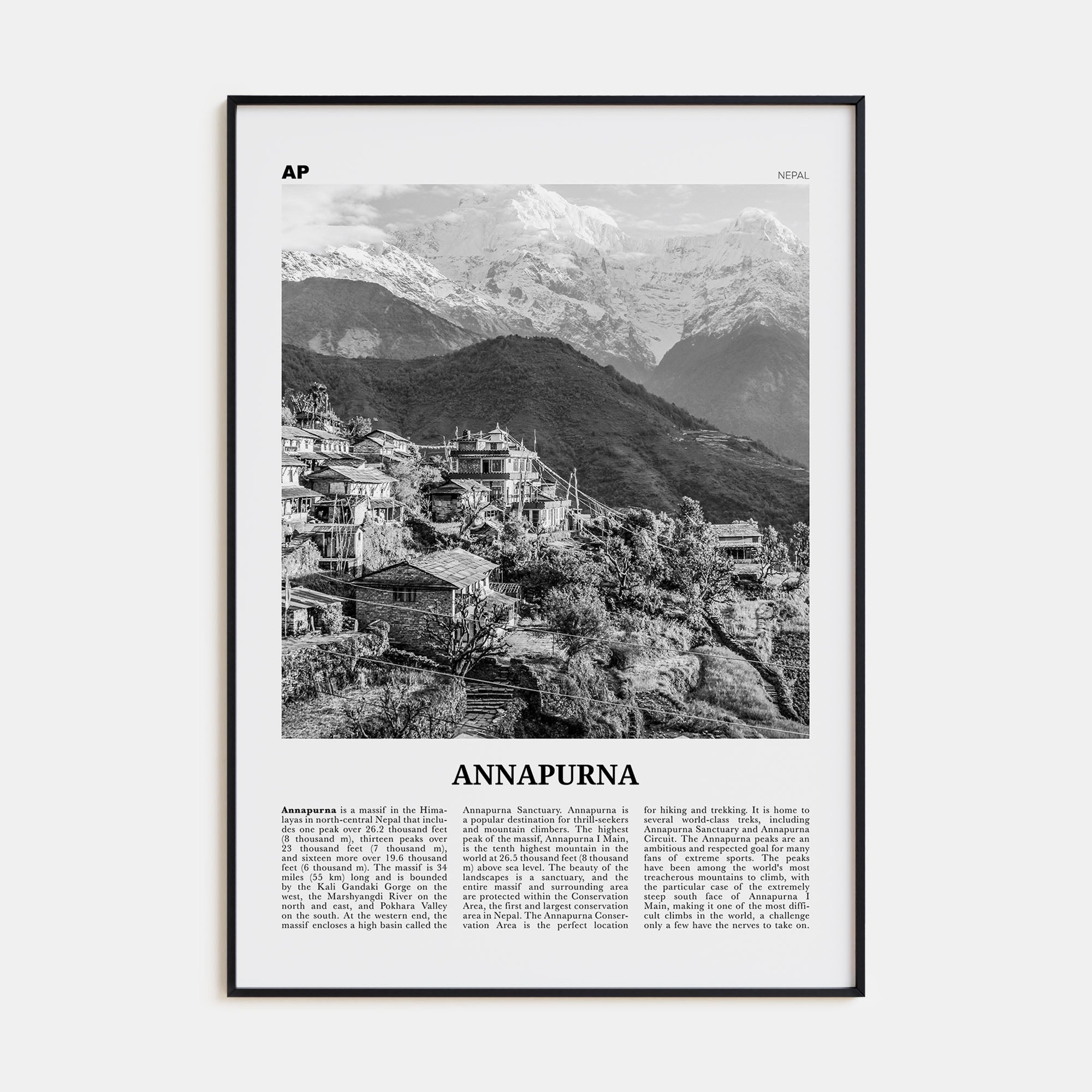Annapurna Travel B&W Poster