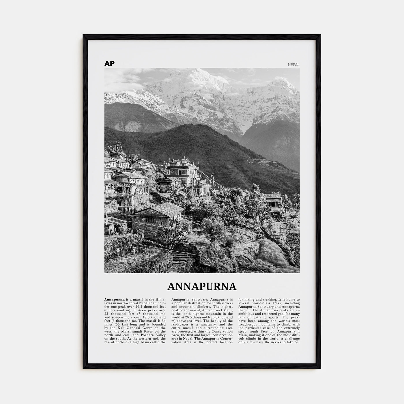 Annapurna Travel B&W Poster