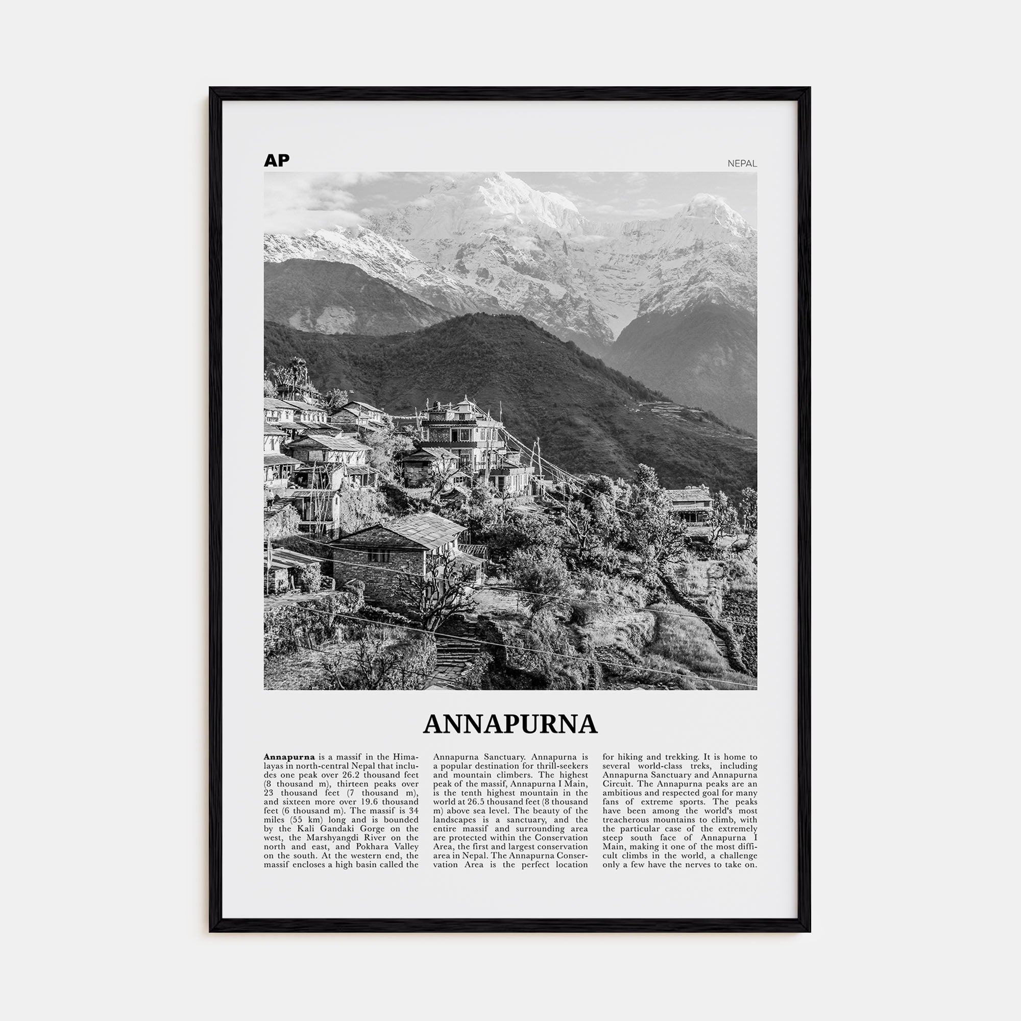 Annapurna Travel B&W Poster