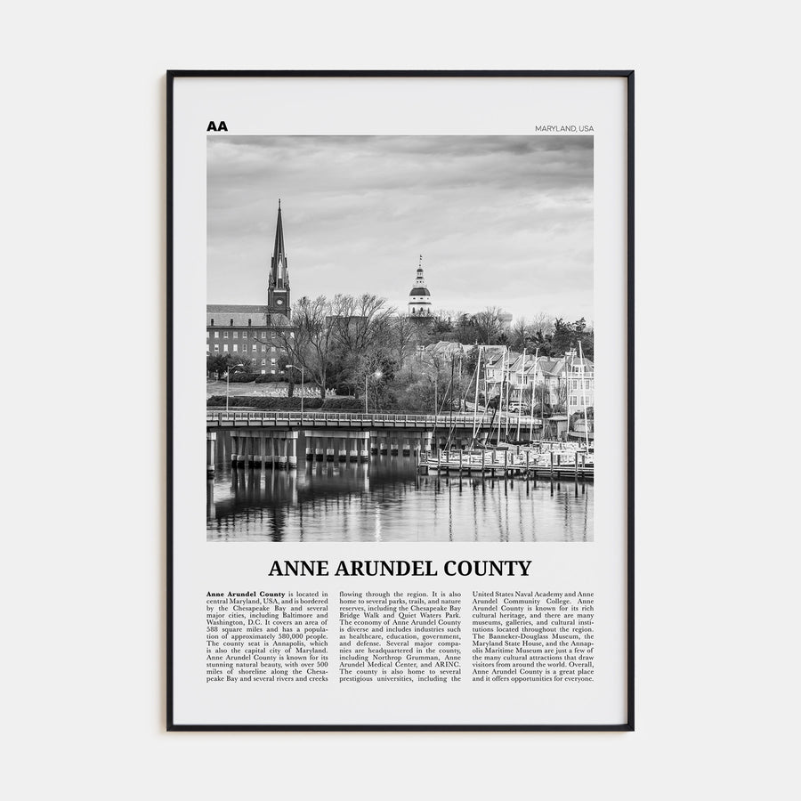 Anne Arundel County Travel B&W Poster