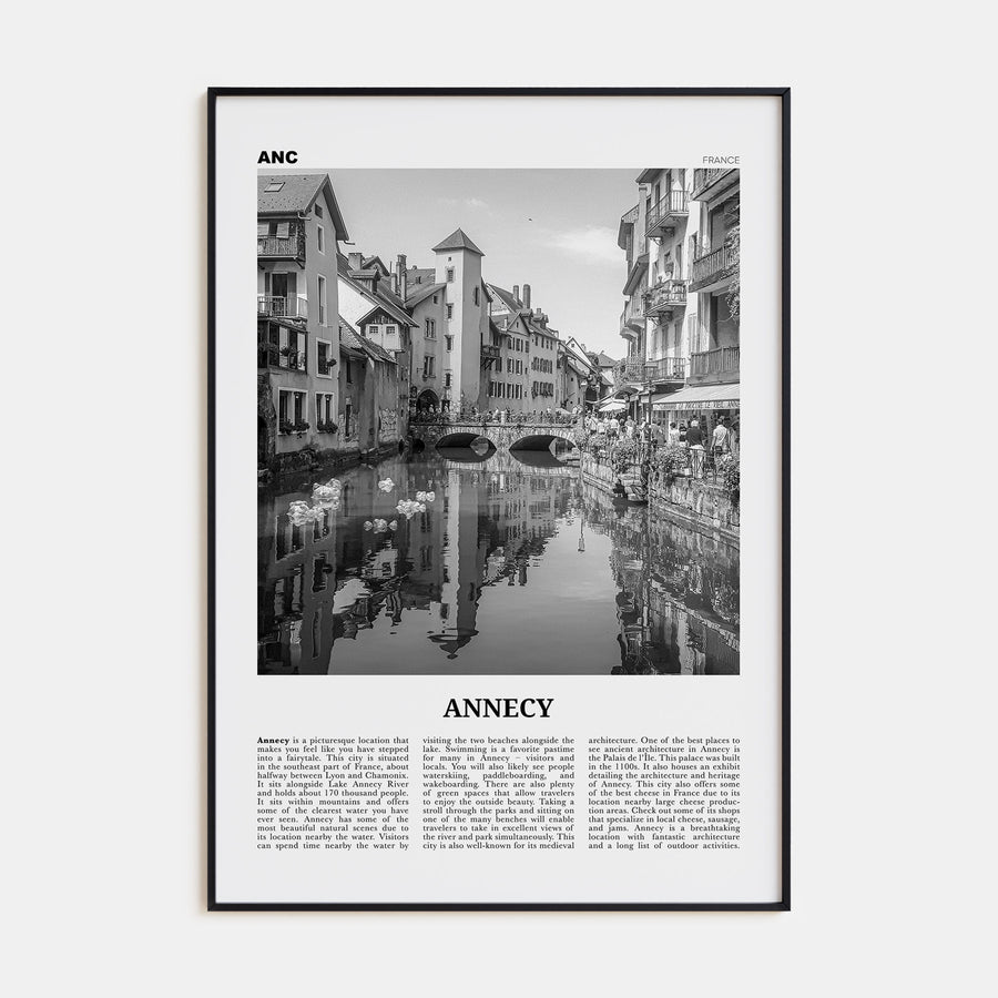 Annecy Travel B&W Poster
