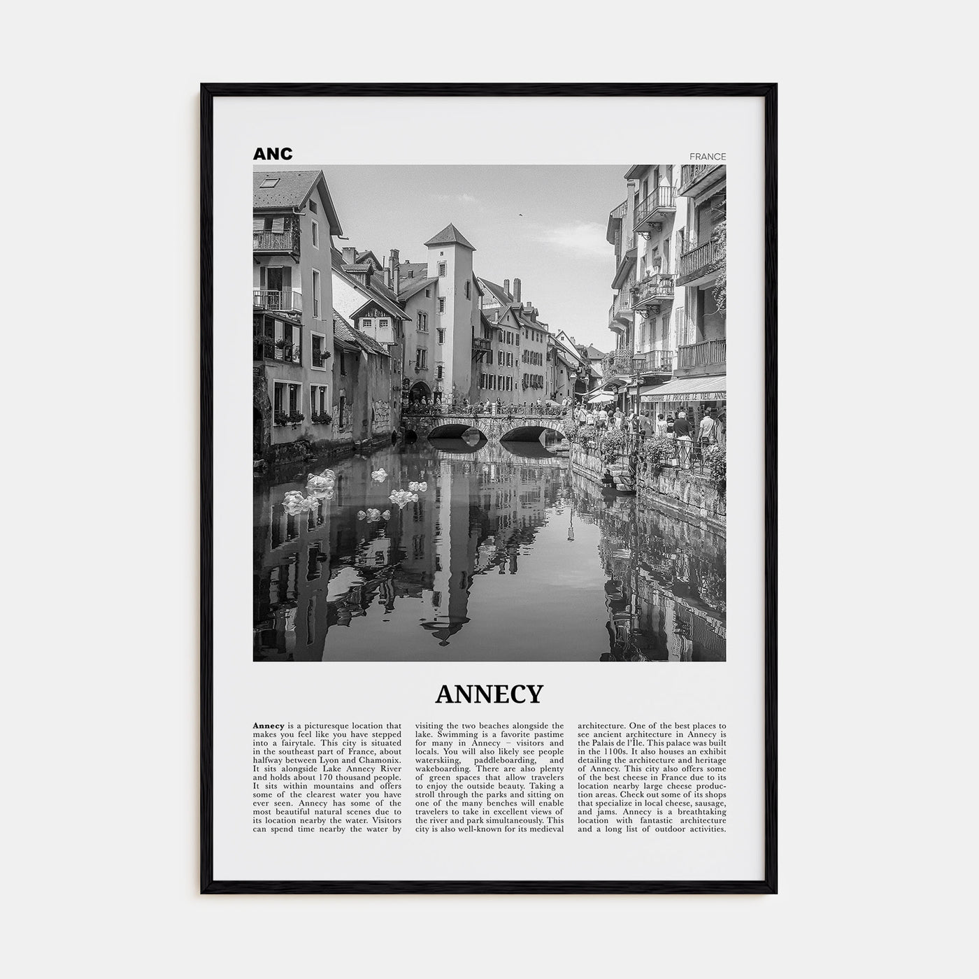 Annecy Travel B&W Poster