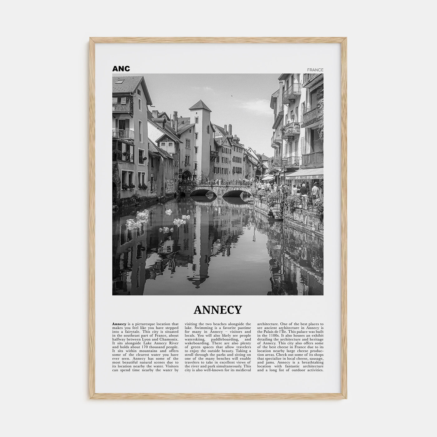 Annecy Travel B&W Poster
