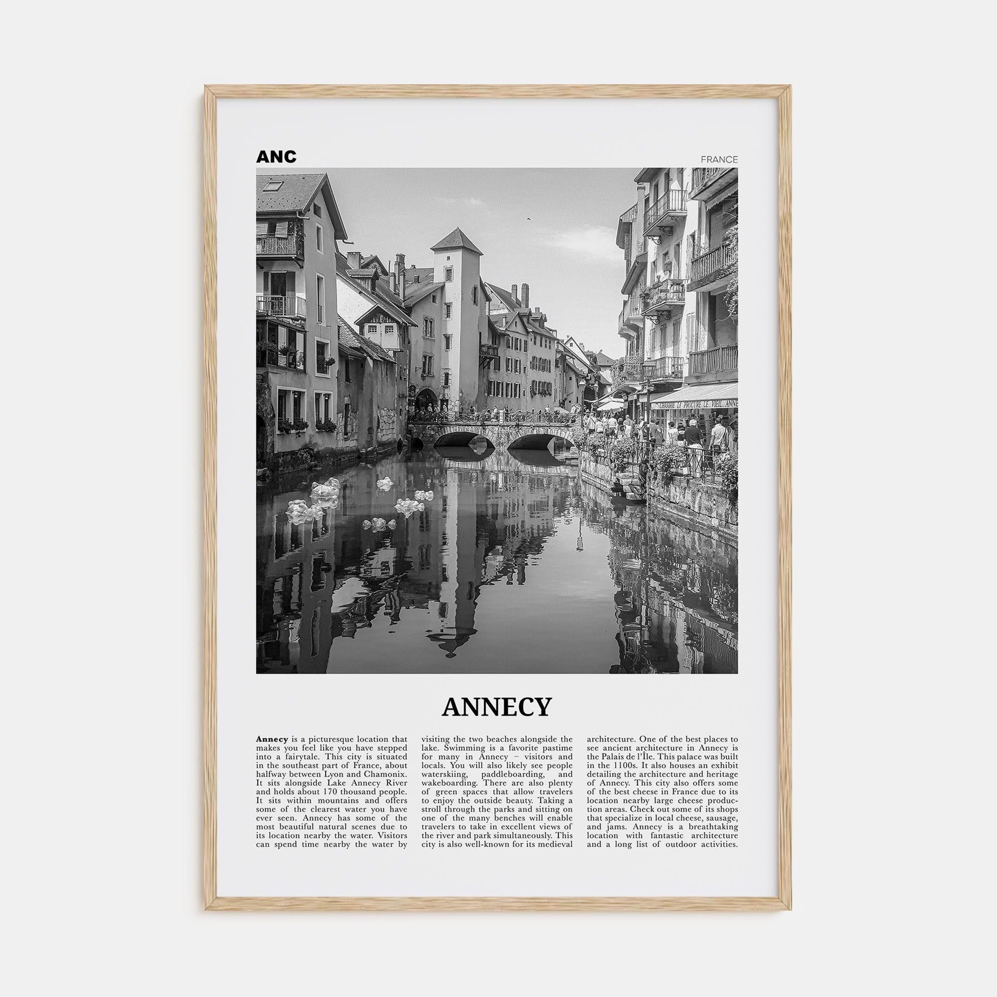 Annecy Travel B&W Poster