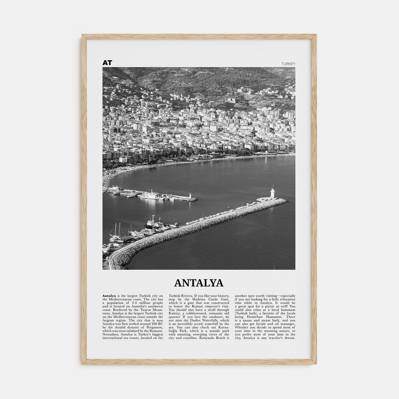 Antalya Travel B&W Poster