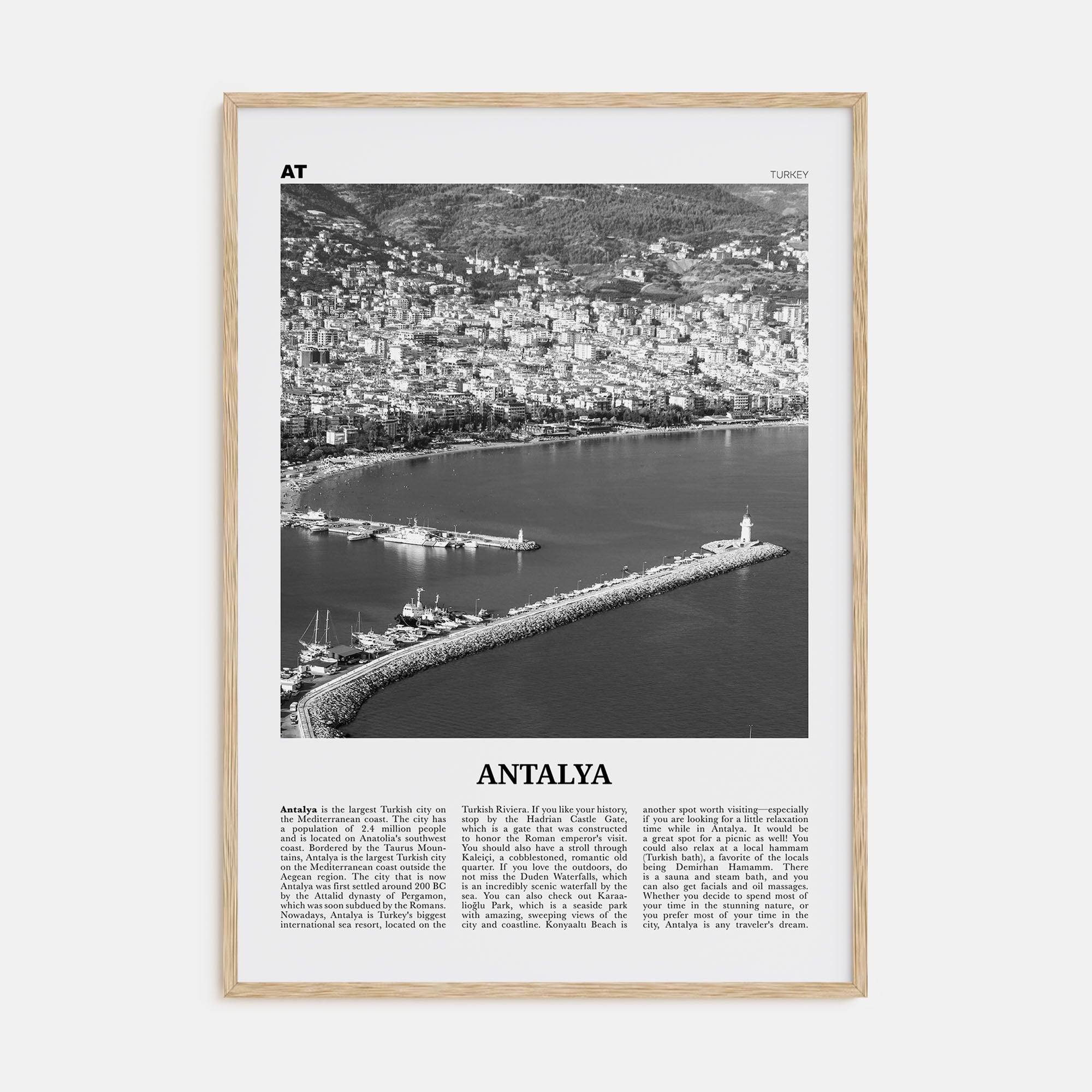 Antalya Travel B&W Poster