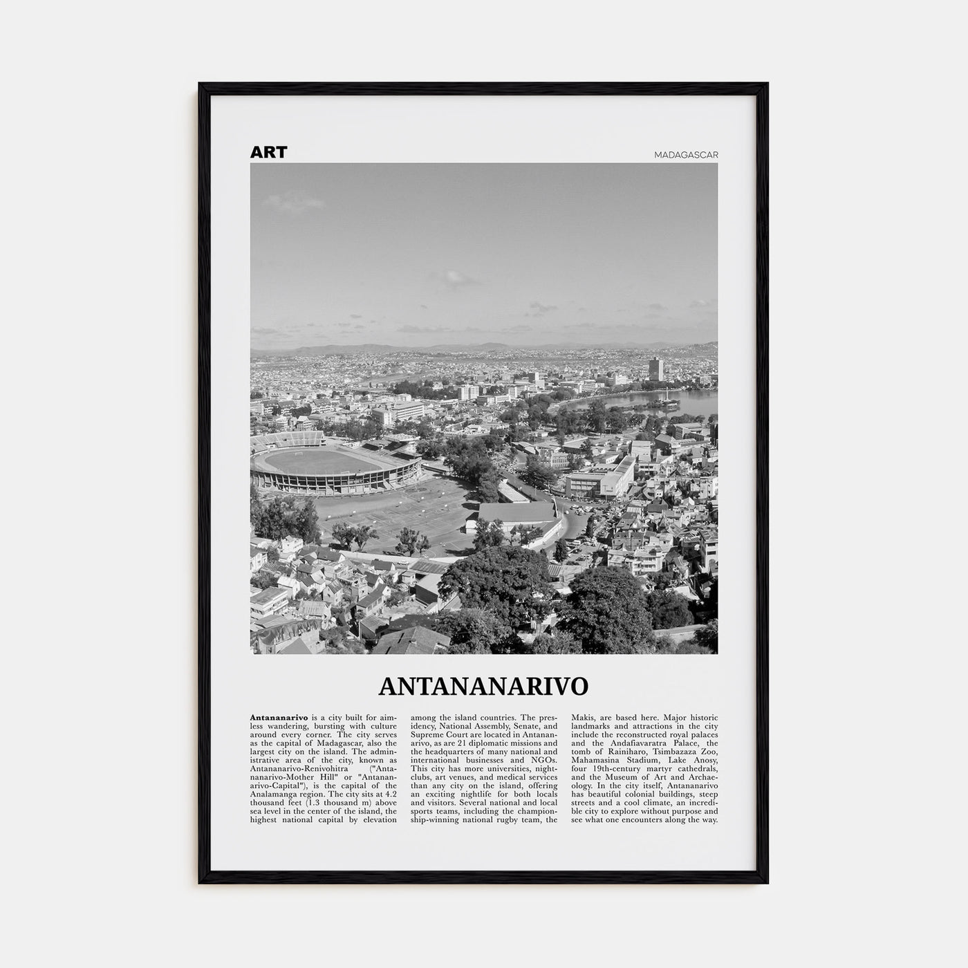 Antananarivo Travel B&W Poster