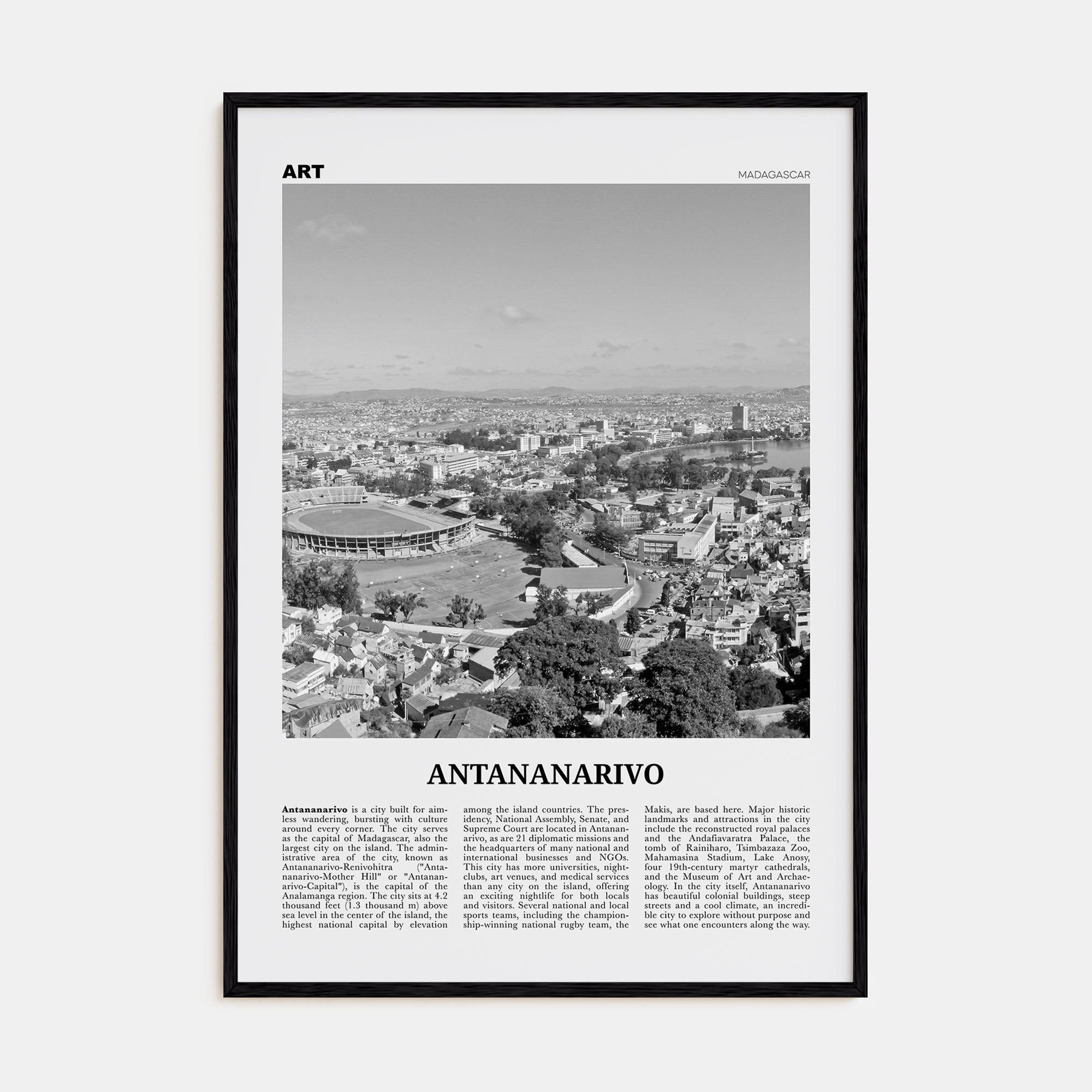 Antananarivo Travel B&W Poster