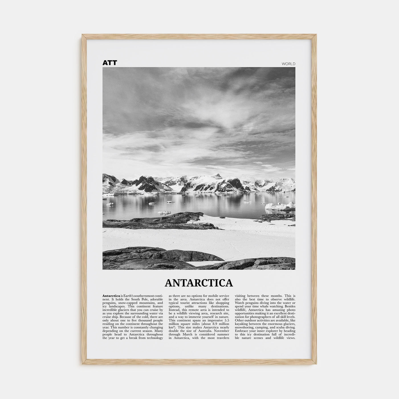 Antarctica Travel B&W Poster