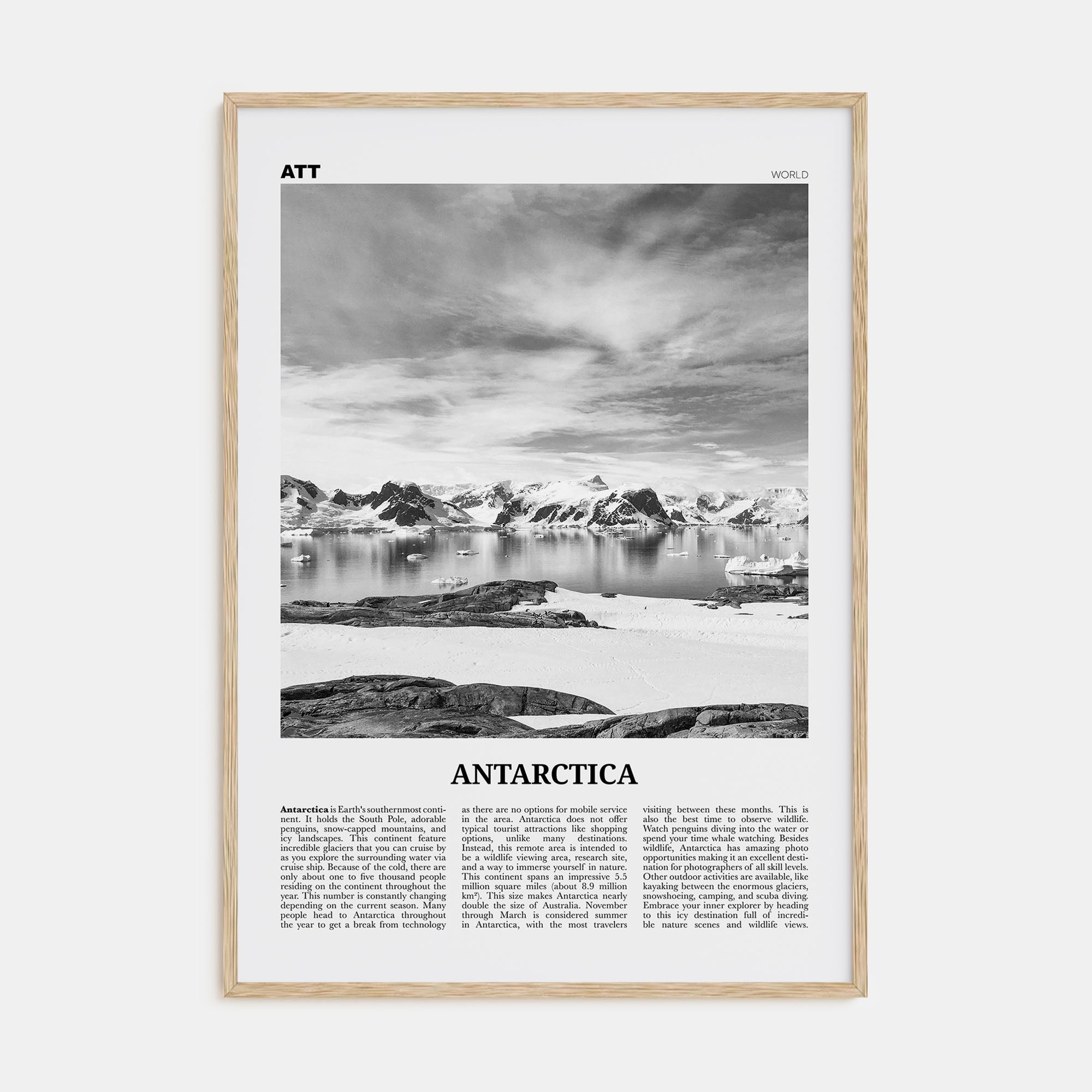 Antarctica Travel B&W Poster