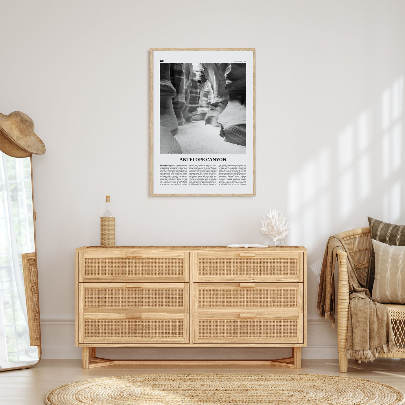 Antelope Canyon Travel B&W Poster