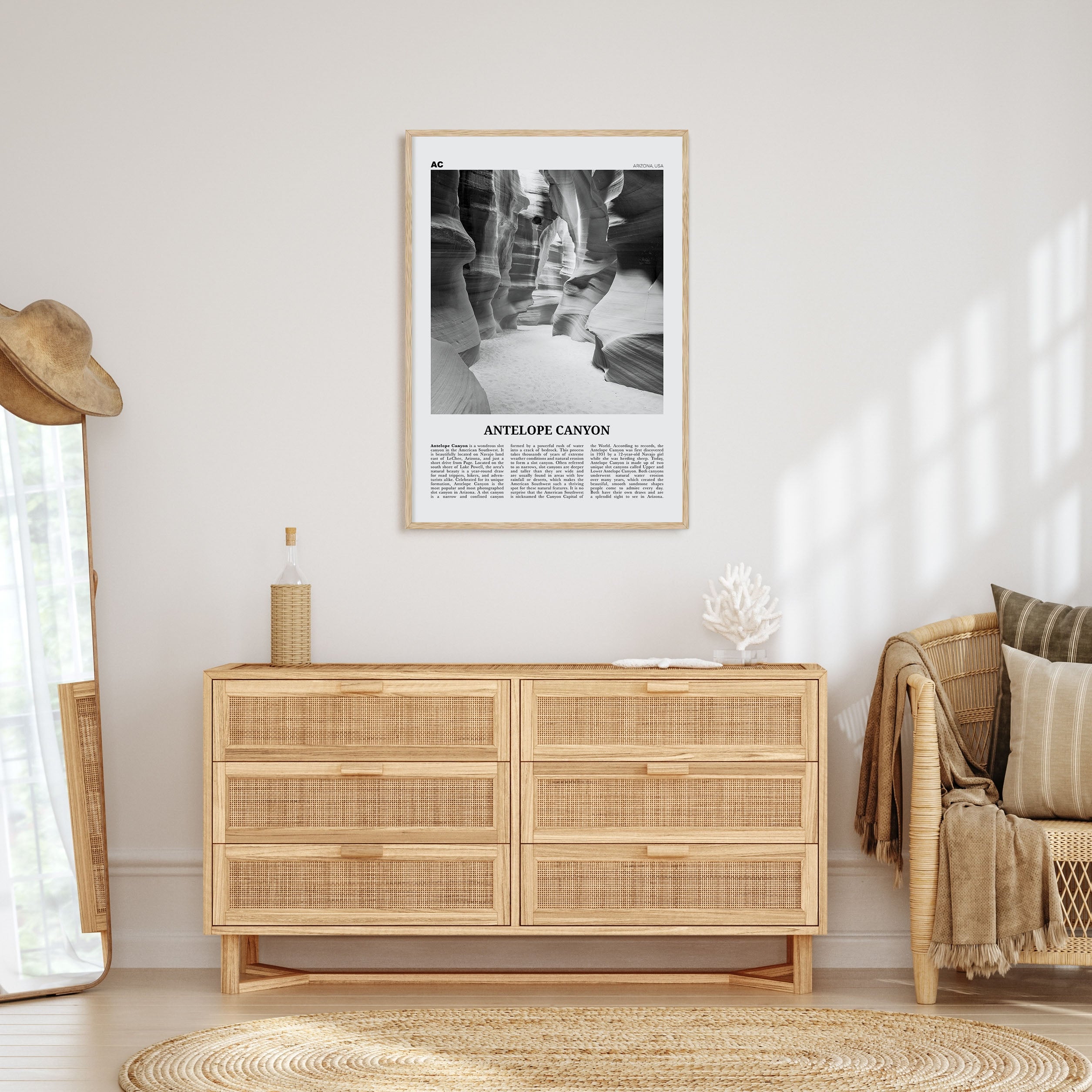 Antelope Canyon Travel B&W Poster