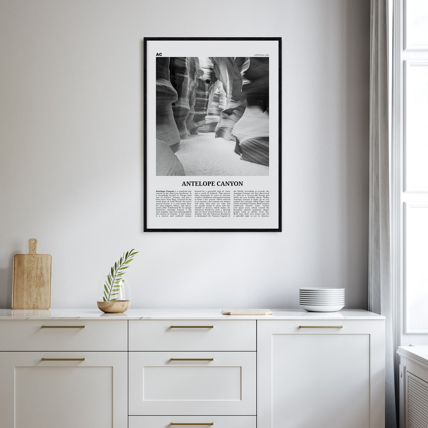 Antelope Canyon Travel B&W Poster