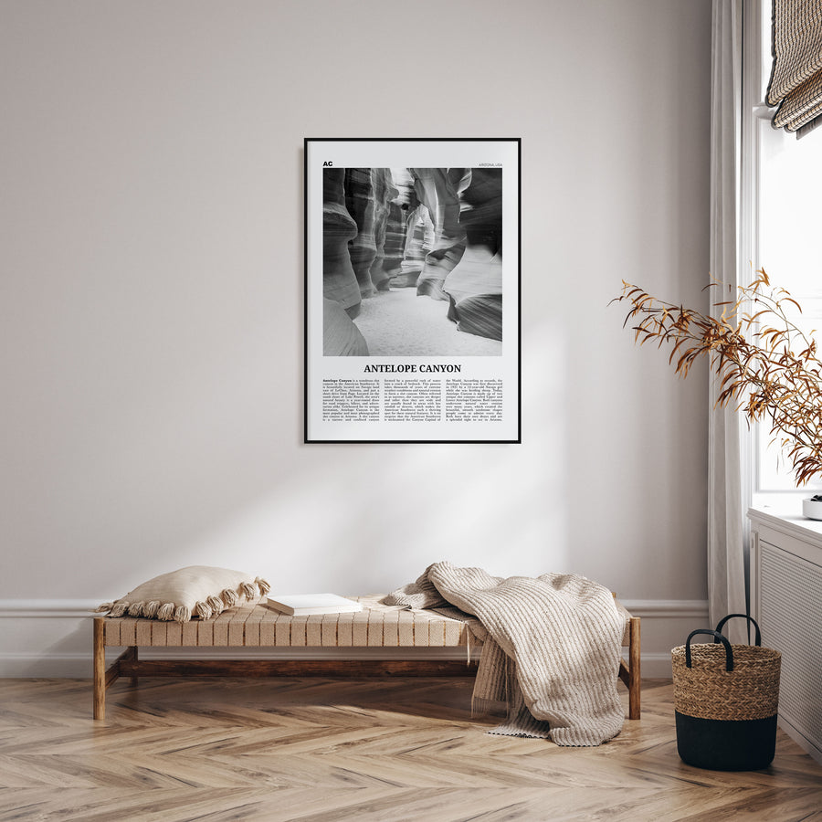 Antelope Canyon Travel B&W Poster