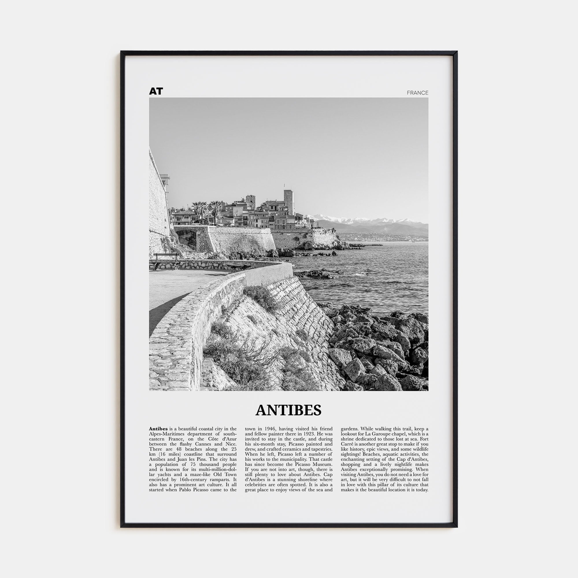 Antibes Travel B&W Poster