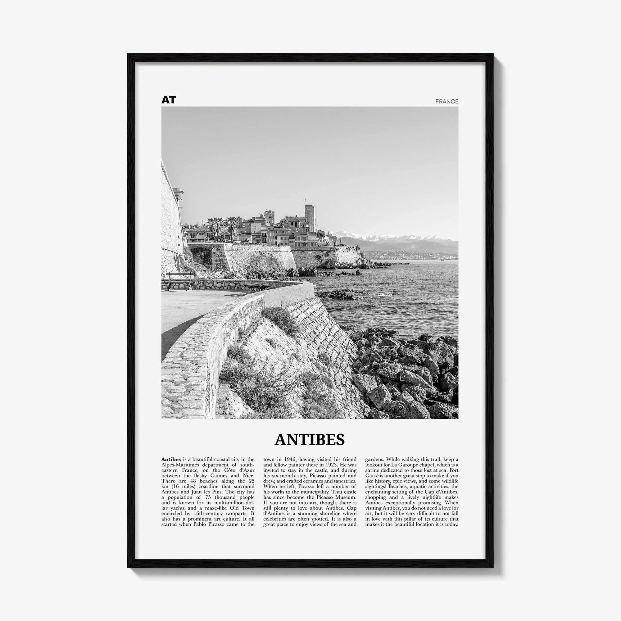 Antibes Print Black and White, Antibes Wall Art, Antibes Poster, Antibes Photo, Antibes Wall Décor, France, Antíbol, Alpes-Côte d'Azur,
