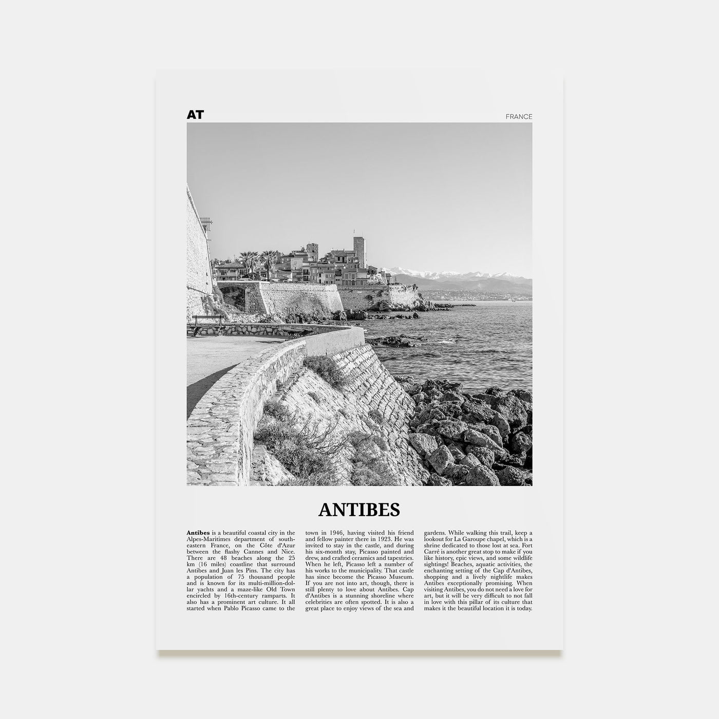 Antibes Travel B&W Poster