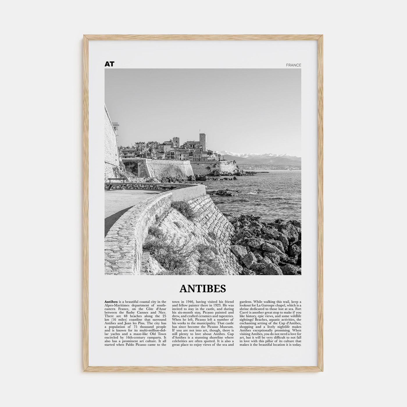 Antibes Travel B&W Poster