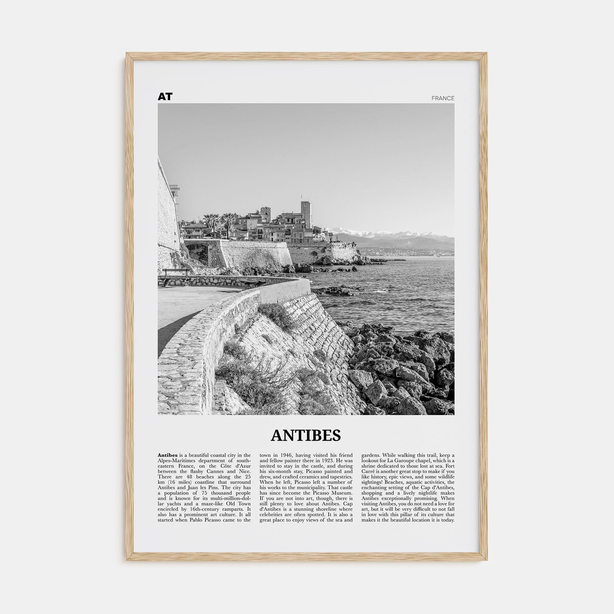 Antibes Travel B&W Poster