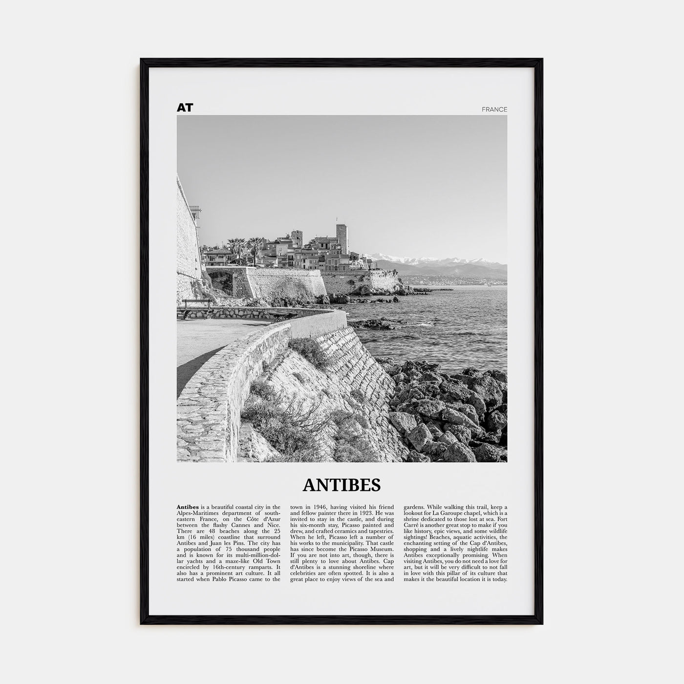 Antibes Travel B&W Poster
