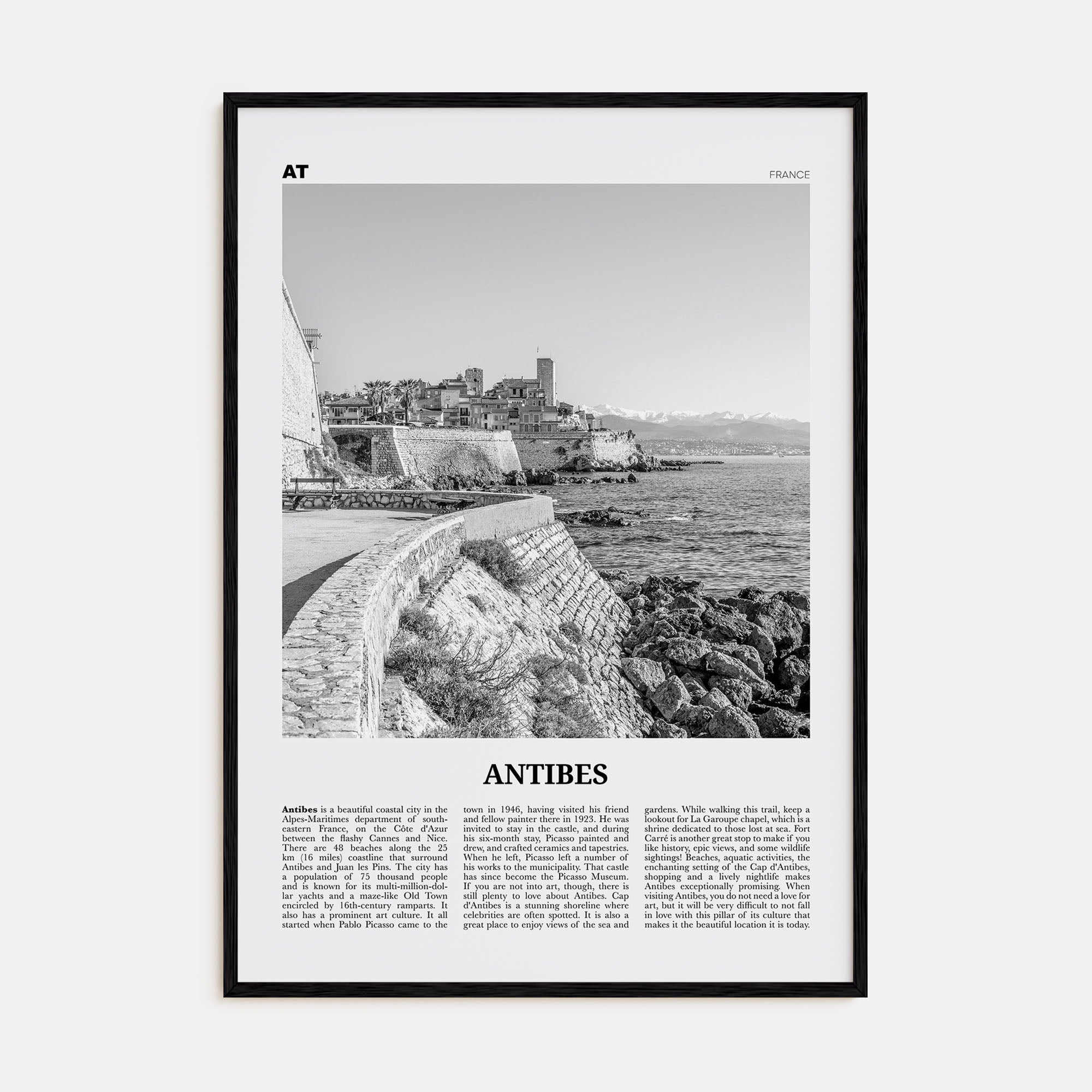 Antibes Travel B&W Poster