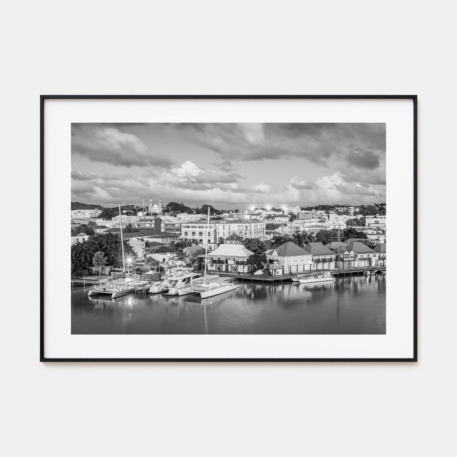 Antigua and Barbuda Landscape B&W Poster