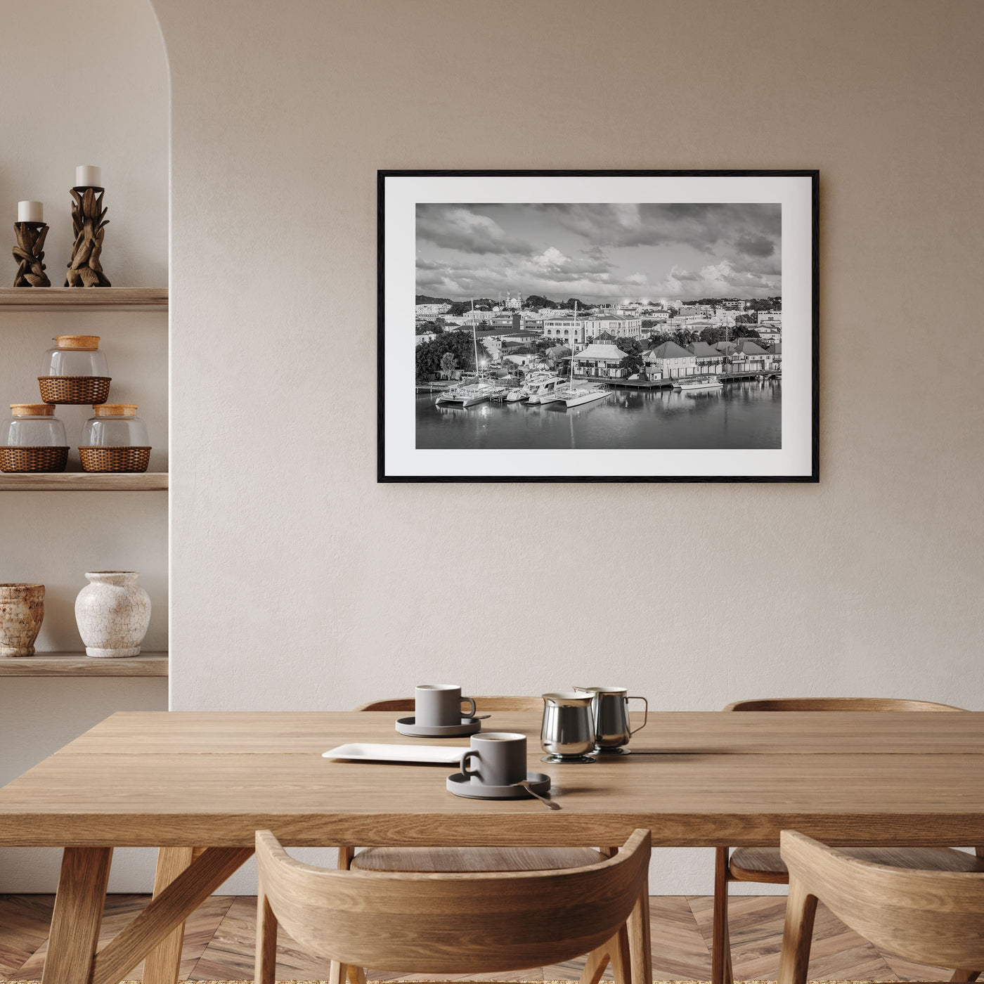 Antigua and Barbuda Landscape B&W Poster