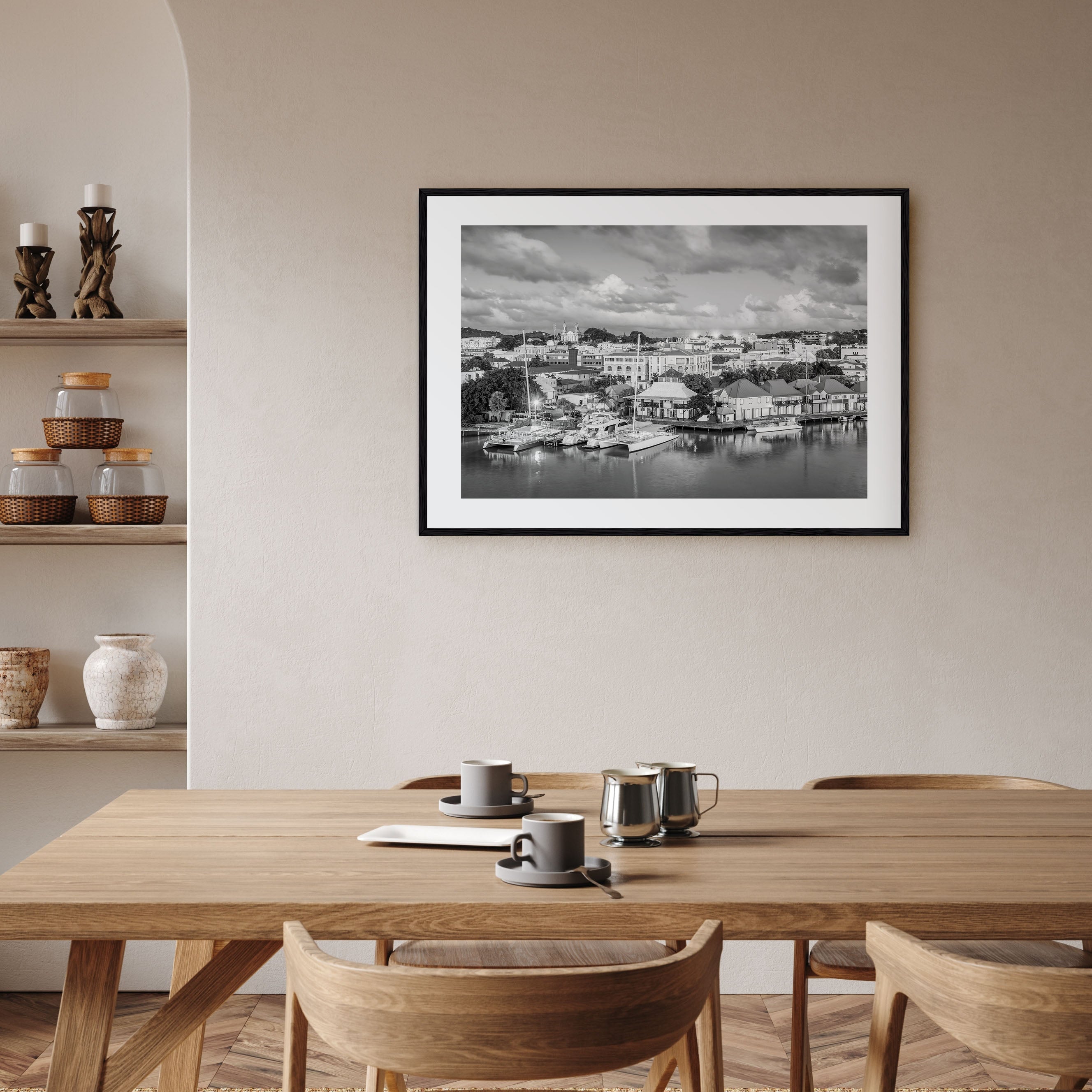 Antigua and Barbuda Landscape B&W Poster
