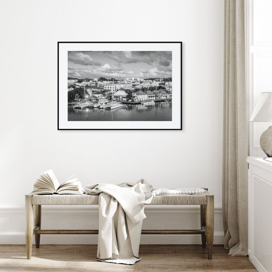 Antigua and Barbuda Landscape B&W Poster