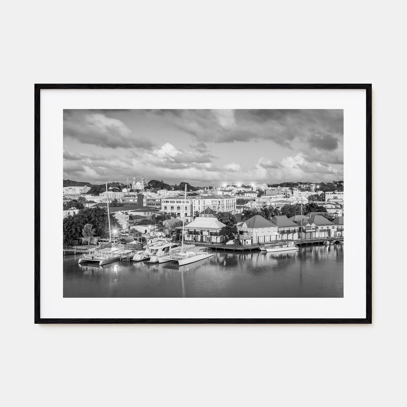Antigua and Barbuda Landscape B&W Poster