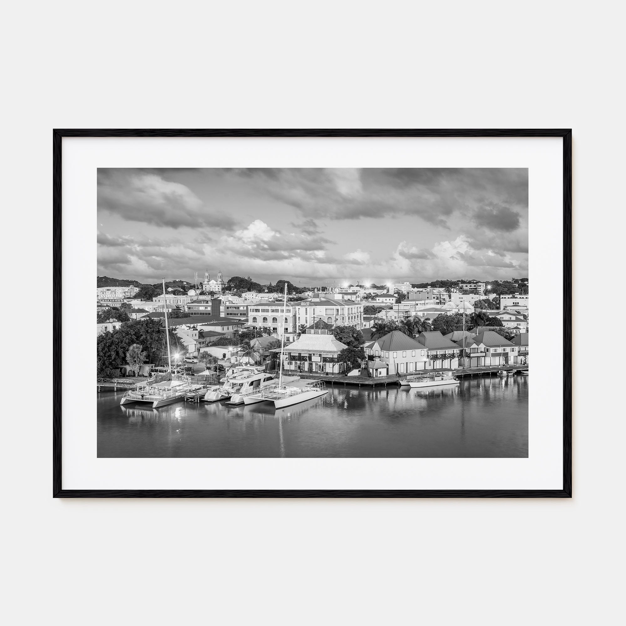 Antigua and Barbuda Landscape B&W Poster