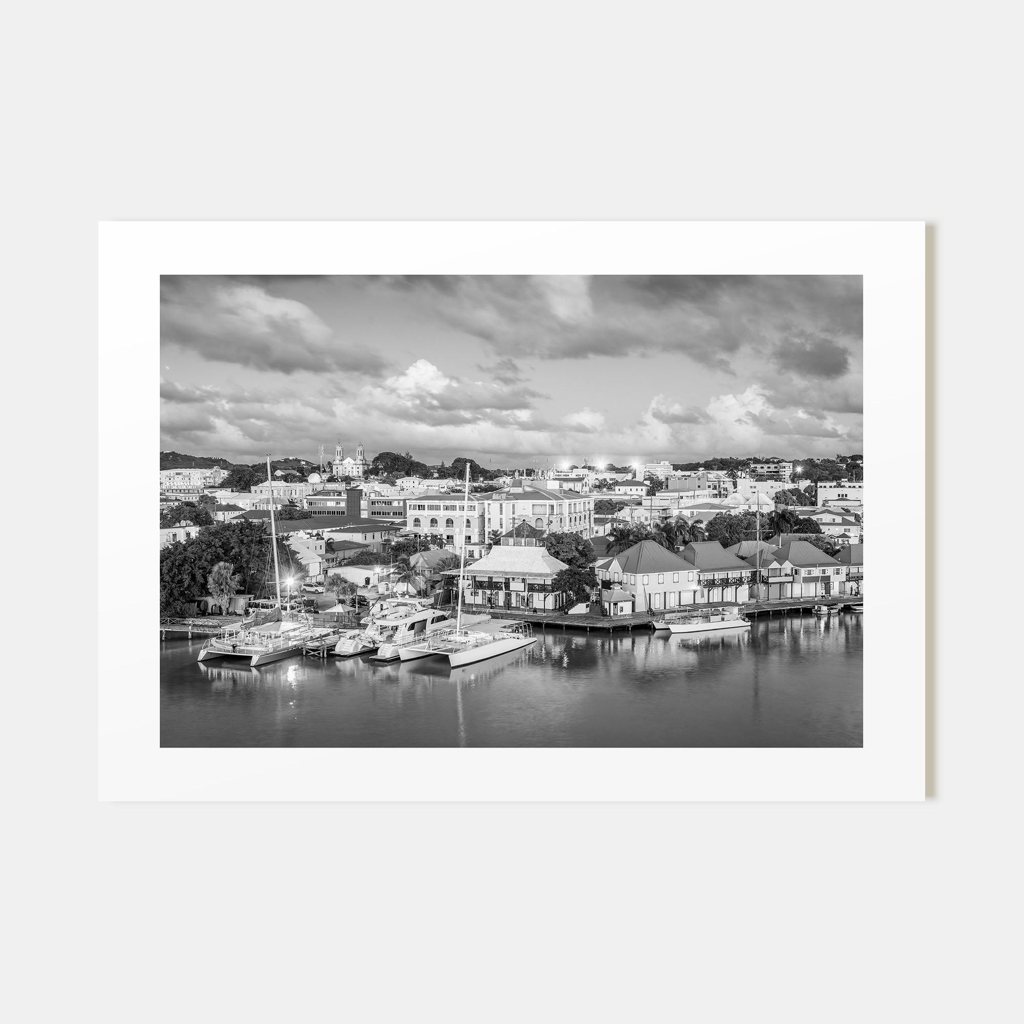 Antigua and Barbuda Landscape B&W Poster
